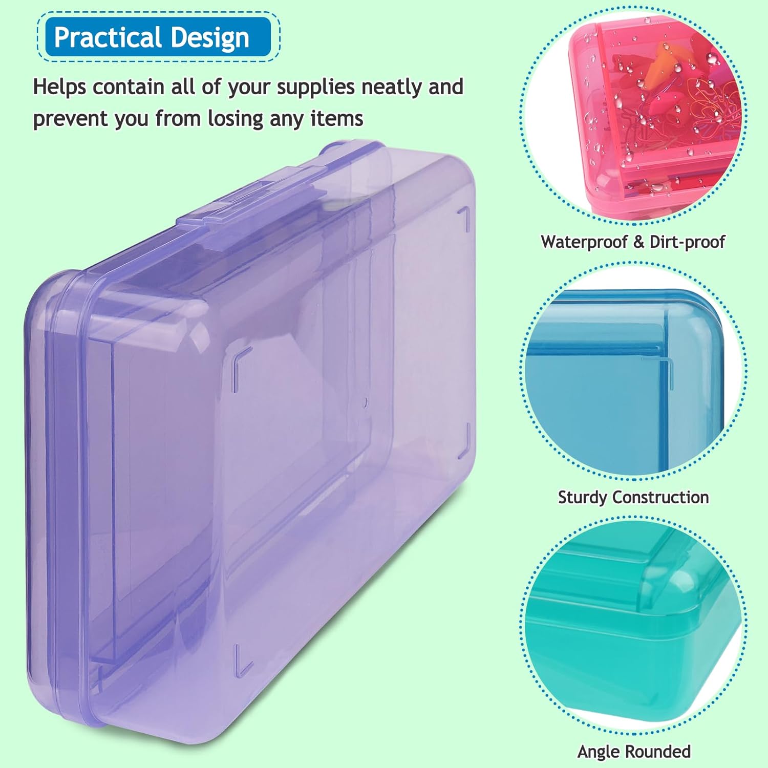 1 PCS Pencil Box,Double Layer Large Capacity Pencil Box,Hard Pen Case with Snap-tight Lid, Plastic Pencils Case for Office School Supplies Pen Boxes,Storage Organizer for Gel Pens Erasers-Purple 69 71m24LVDchL. AC SL1500 - northernschoolofshiatsu.co.uk