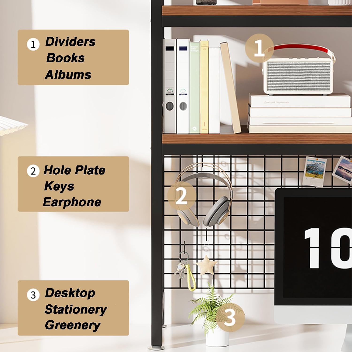 2-Tier Desktop Hutch Bookshelf Metal Desk Shelf Dorm Bookcase for Computer Desk Countertop Storage Organizer Display Rack for Office Home (White, 45.2in) 8 71mBMJ8M6YL. AC SL1500 - northernschoolofshiatsu.co.uk