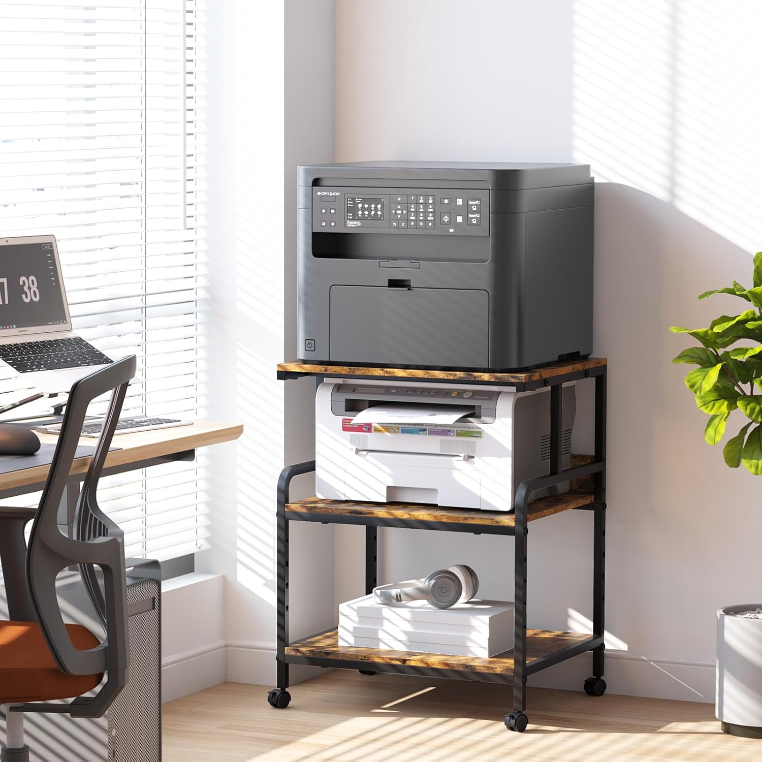 4 Tier Printer Stand with Storage Shelf, Large Tall Printer Cart with Wheels, Mobile Printer Table for Home Office, Adjustable Stands for Printer Heat Press Scanner Fax (Black), High 44 71nOsImCQGL. AC SL1500 - northernschoolofshiatsu.co.uk