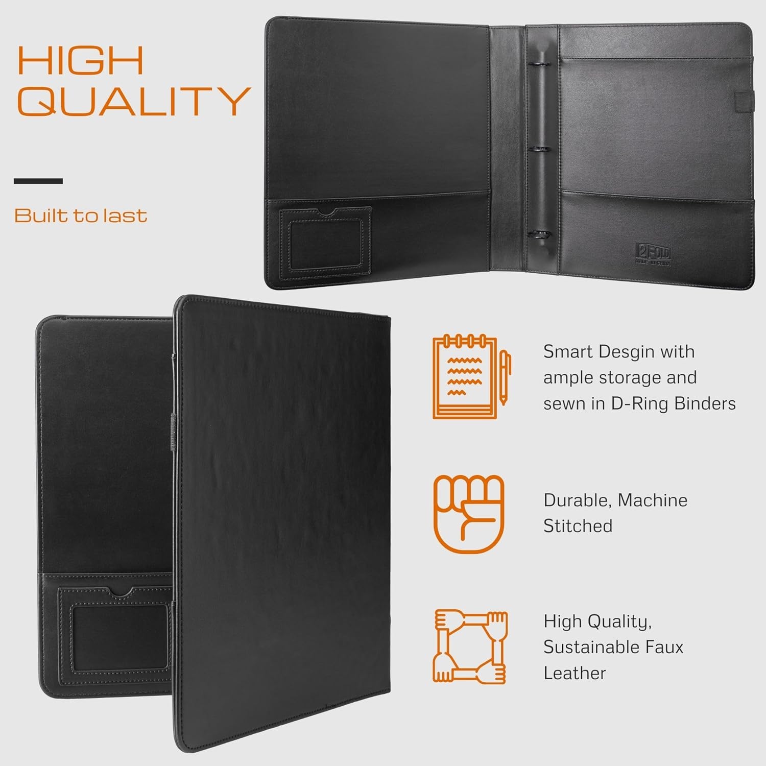 2Fold 3 Ring Binder 1.5 Inch with Clear Front Pocket - Premium PU Faux Leather Presentation Binder - Storage Pockets for Office Supplies, Business Card Holder, Pen/Pencil Loop (1.5 Inch, Black) 11 71nTvn8BbvL. AC SL1500 - northernschoolofshiatsu.co.uk