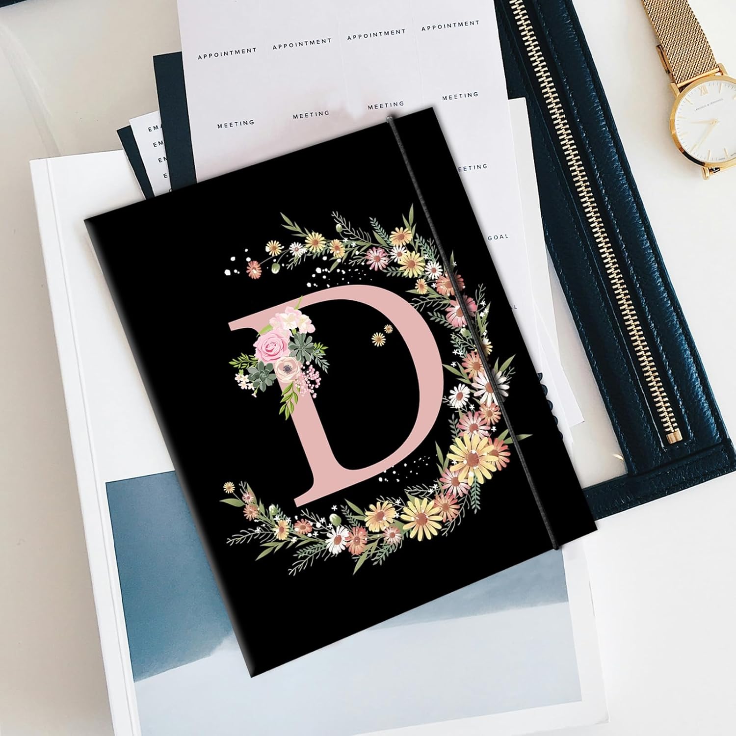 Cute Mini 3 Ring Binder for Sturdy 1 Inch Round Rings Letter-Size Paper(5.5" x 8.5") Small Binder Organizer for School Supplies and Office Supplies (Initial Monogram-D) 5 - northernschoolofshiatsu.co.uk