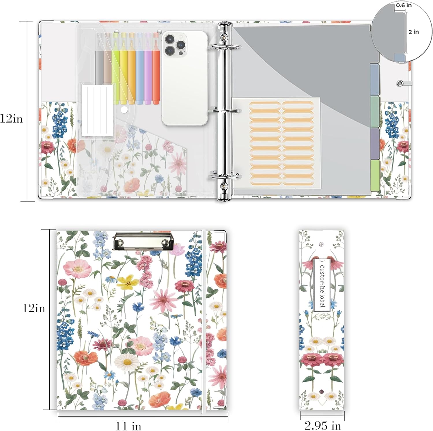 3 Ring Binder 1 Inch, Three Ring Binders Organizer with Clipboard, 5-Tabs Pockets Dividers, Plastic Folder, 18 Divider Stikers, BVSSX Pretty Binder with Pen Loop (Black Weeds, Letter Size) 33 71nlfzgPZ0L. AC SL1500 - northernschoolofshiatsu.co.uk