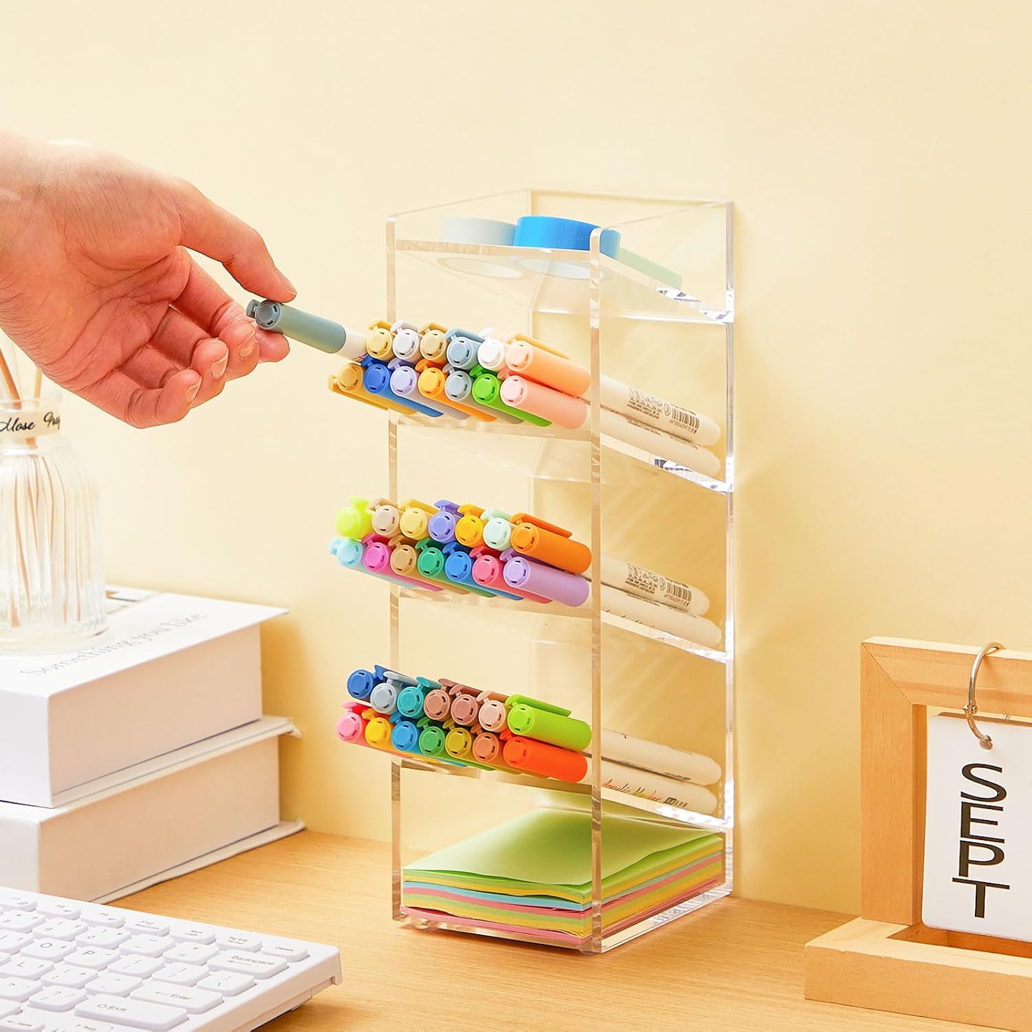 Acrylic Pen Organizer Storage Vertical Marker Organizer Acrylic Pen Display Holder for Office Desk Desktop Stationery Pencil Storage(Clear,13 x 4 x 10.2 Inch) 56 - northernschoolofshiatsu.co.uk