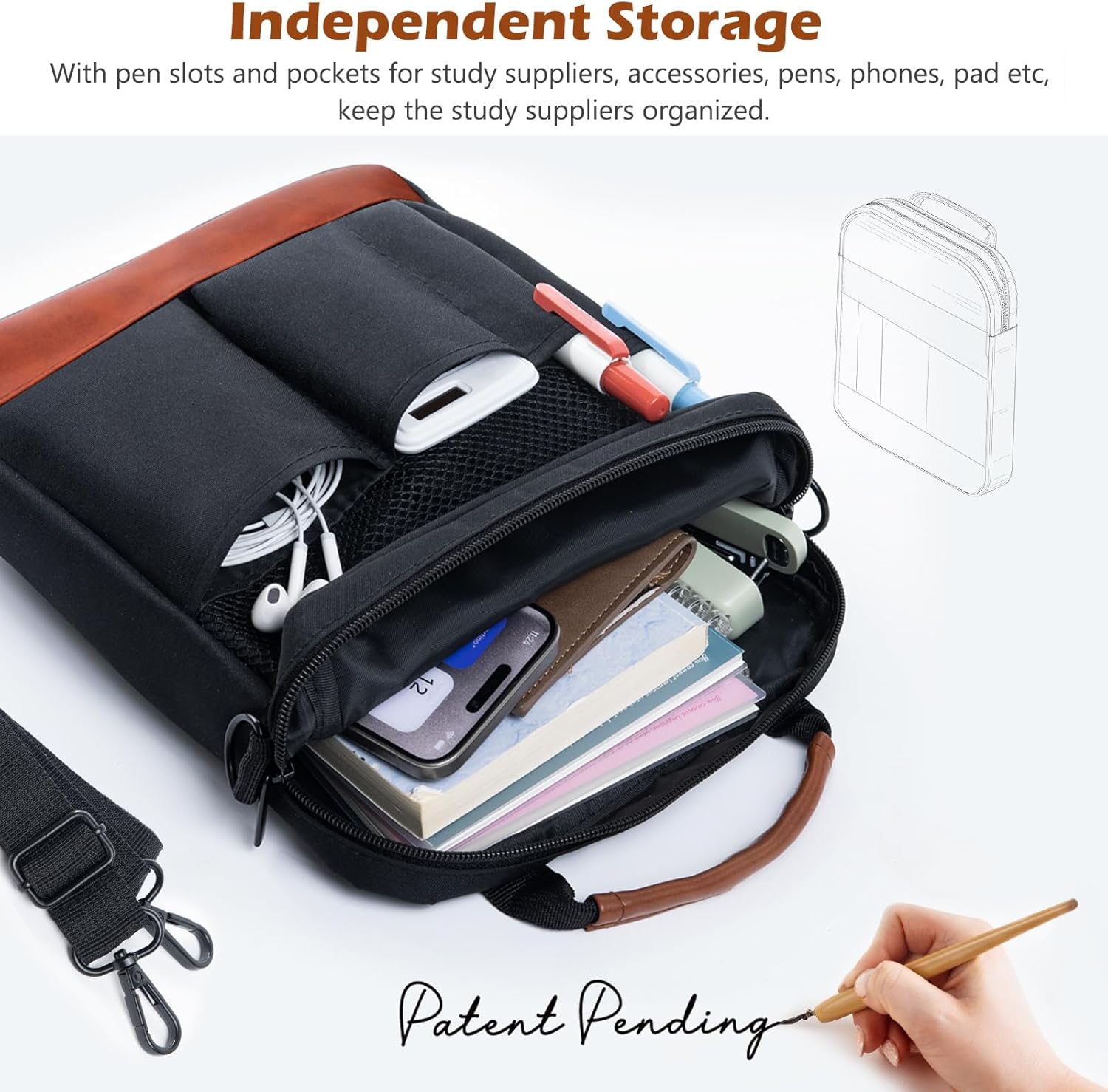 Book Sleeve with Zipper, Book Covers for Book Lovers, Multi-pocket Book Protector Cover with Shoulder Strap,Book Bag for Ipaad, kidle - Back To School Book Accessories 4 - northernschoolofshiatsu.co.uk