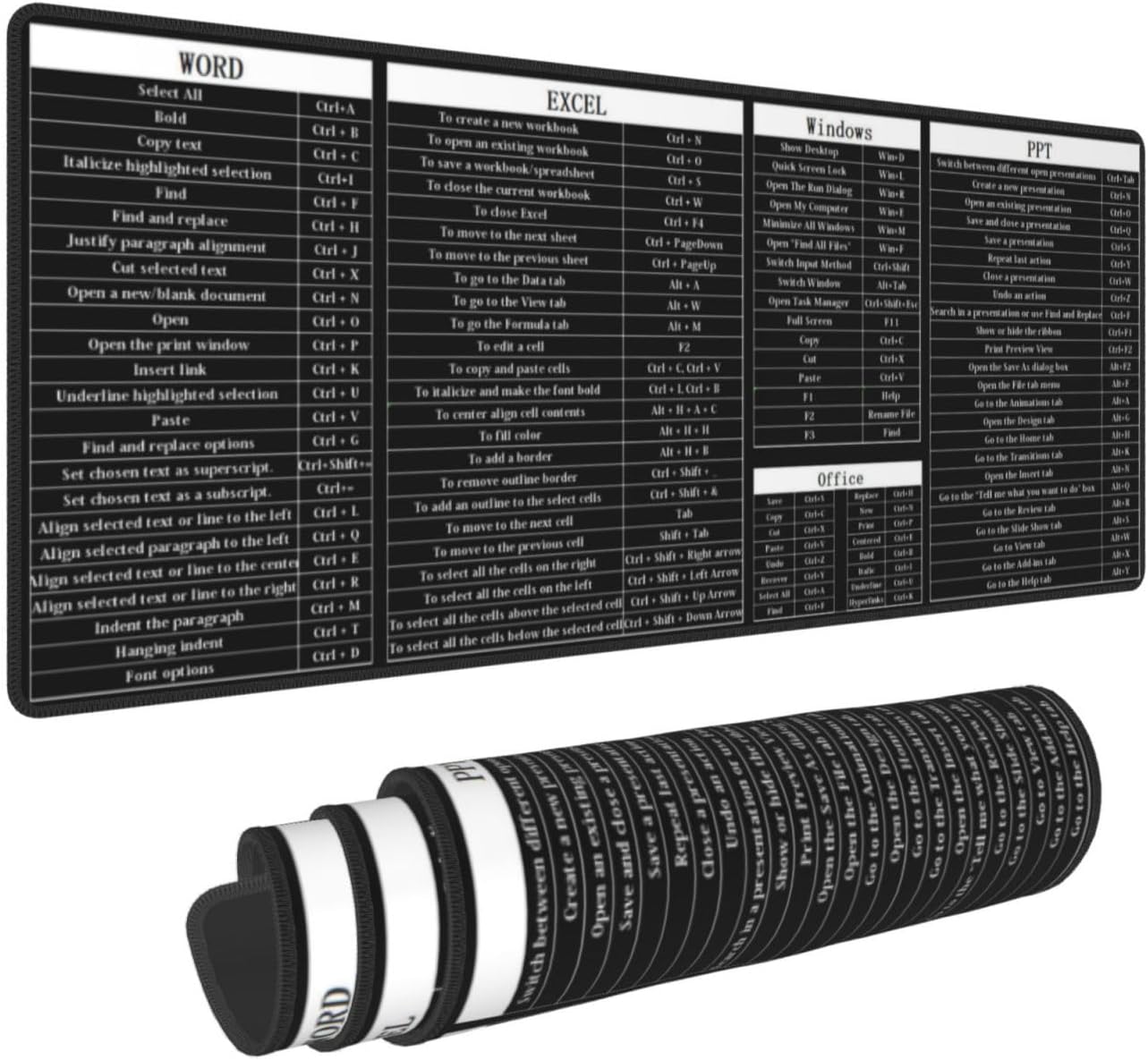Computer Office Power Point Excel Word Outlook Command Prompt Shortcut Keys Shortcuts Gaming Keyboard Mouse Pad Mousepad Desk Mat Huge Extended XL Rubber Sole for Home Office(31.5"X 11.8") 88 - northernschoolofshiatsu.co.uk