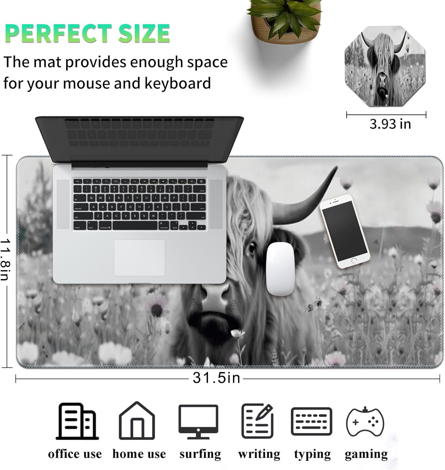 Mouse Pad,Desk Mat,Computer Mouse Pad and Cute Coasters,31.5"x11.8" with Non-Slip Rubber Base Mouse Pad,for Mouse Pads for Laptop,Gaming Office Home,Washable Mousepad,Black Blooming Flowers Floral 65 71o2Mg3LrrL. AC SL1500 - northernschoolofshiatsu.co.uk
