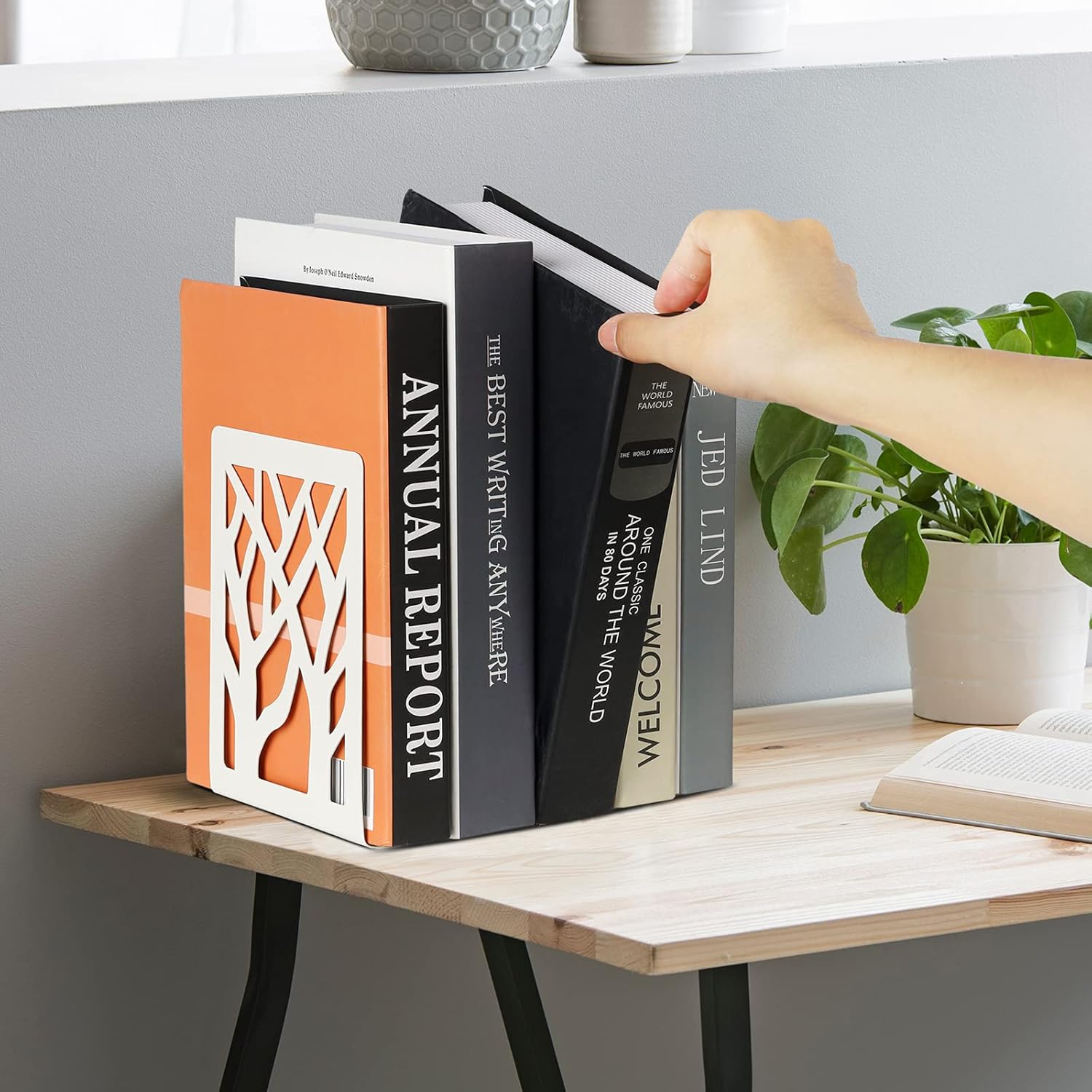 Heavy Duty Metal Book Ends, Non-Skid 4-Piece Set for Shelves, Decorative Book Stopper for Office & Home Décor (White, 4.7"x3.7"x7.1") 2 71o4LwAWCrS. AC SL1500 - northernschoolofshiatsu.co.uk