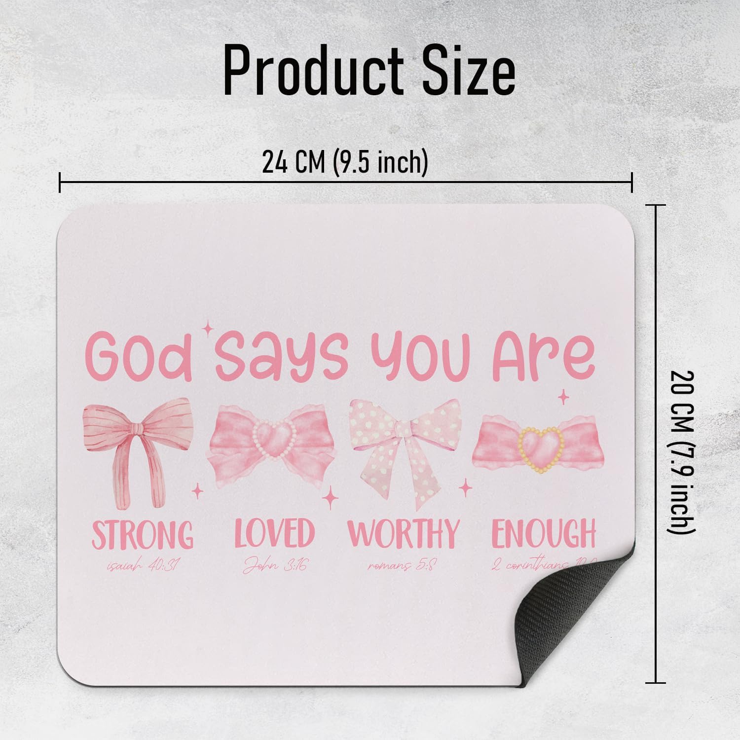 Pink Bow Coquette Mouse Pad, Inspirational Bible Verse Office Supplies Mouse Pad, Pink Desk Accessories, Gamer Girl Accessories, God Says You are Loved Christian Gifts for Girls Women 5 71oC90ggGEL. AC SL1500 - northernschoolofshiatsu.co.uk
