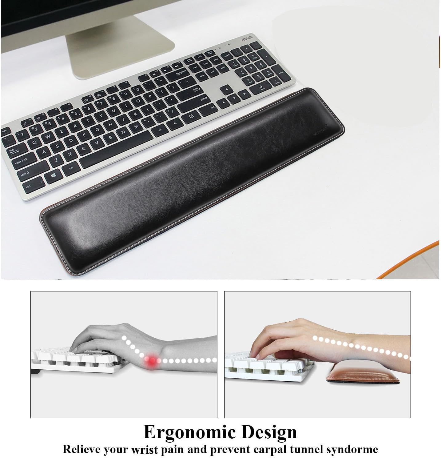 Meffort Inc Leather Keyboard Wrist Pad Ergonomic Anti Slip Wrist Rest Support for Office Gaming - Brown 13 71p6a07tz6L. AC SL1500 - northernschoolofshiatsu.co.uk