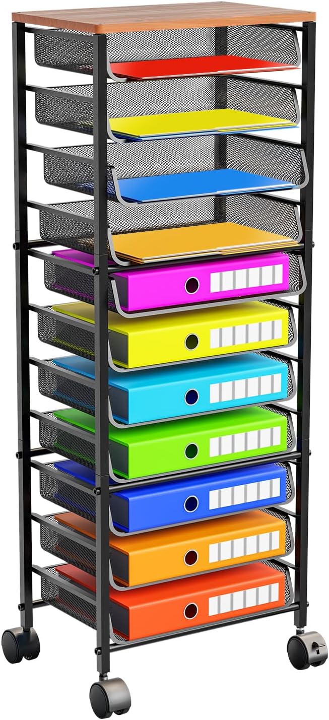 Simple Trending 12 Tier Rolling File Cart,Wood Desk File Organizer with Sliding Trays and Wetal Mesh Paper Letter Storage Multi-Functional Rolling Clutter Cart for Office, Home, School, Black 1 71pBej8JuPL. AC SL1500 - northernschoolofshiatsu.co.uk