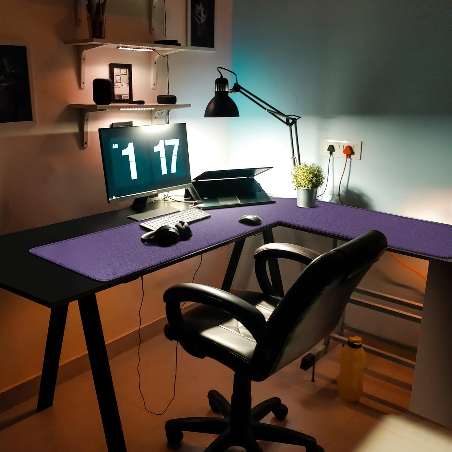 Mydours L-Shape Desk Pad, (38"+38) x 13" Large PU Leather Corner Desk Mat Blotter, XXL Large Waterproof Gaming Mouse Pad, Desktop Protector for Computer Keyboard Home Office (Black) 65 71pNm33uUsL. AC SL1500 - northernschoolofshiatsu.co.uk