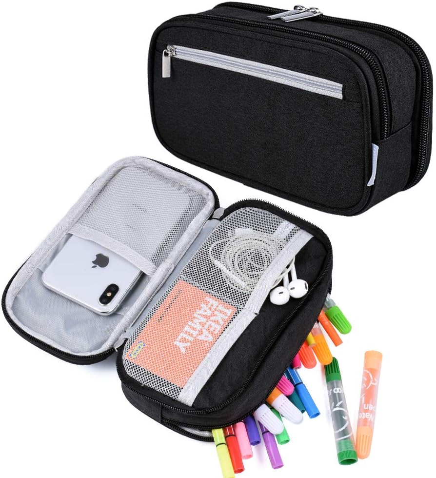 YONZONE Large Capacity Pencil Case Big Storage Pencil Bag Pouch 3 Multifunctional Compartment Pen Marker Cases Holder Portable Office Stationery Organizer Supplies Makeup Bag, Black 1 71pUiecjTYL. AC SL1000 - northernschoolofshiatsu.co.uk