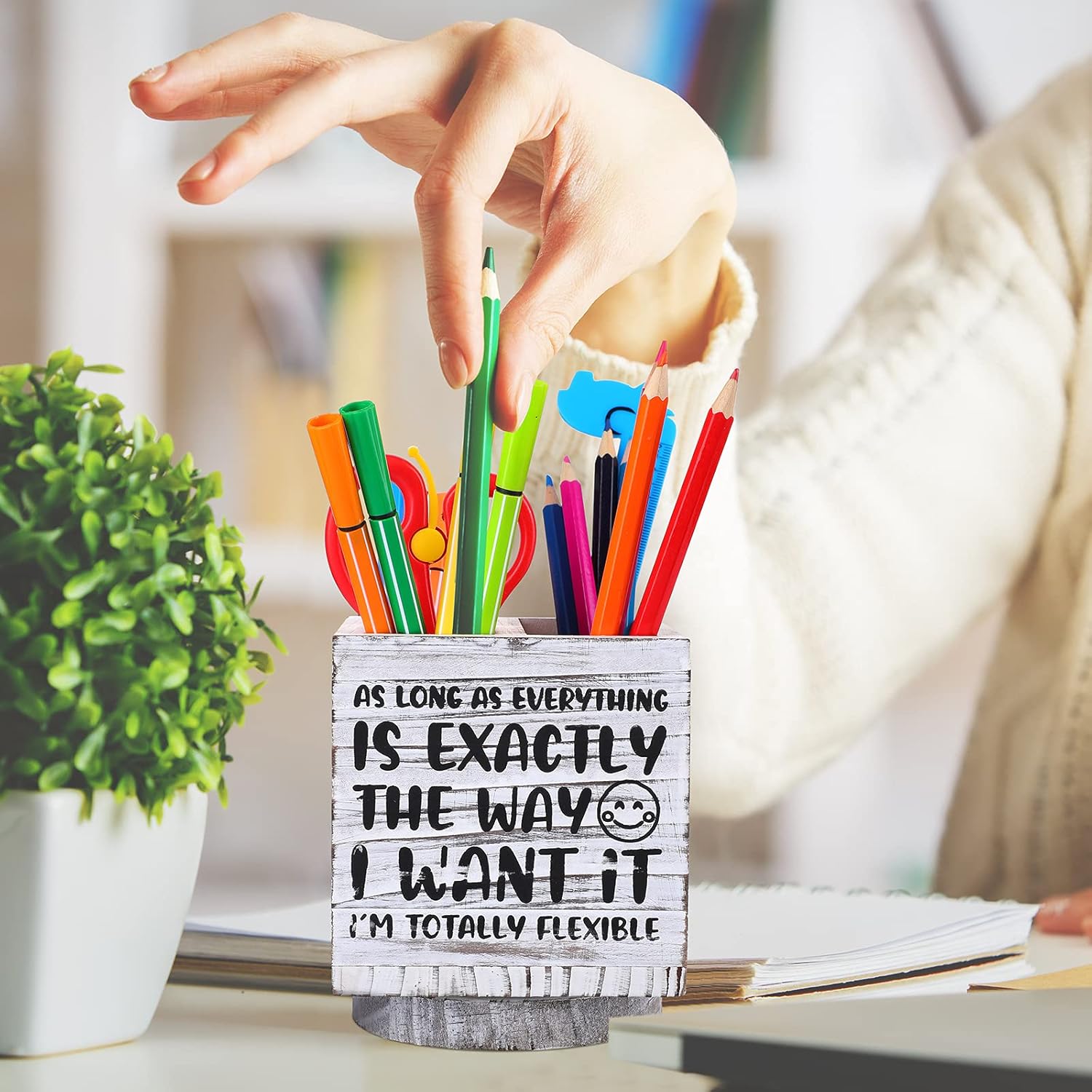 Wooden Spinning Pen Holder for Desk I'll Remember It Later Pencil Holder Cute Organizer Funny Desk Decor Pencil Case Art Supply Storage Box for Home Office (White) 2 71papwSvfAL. AC SL1500 - northernschoolofshiatsu.co.uk