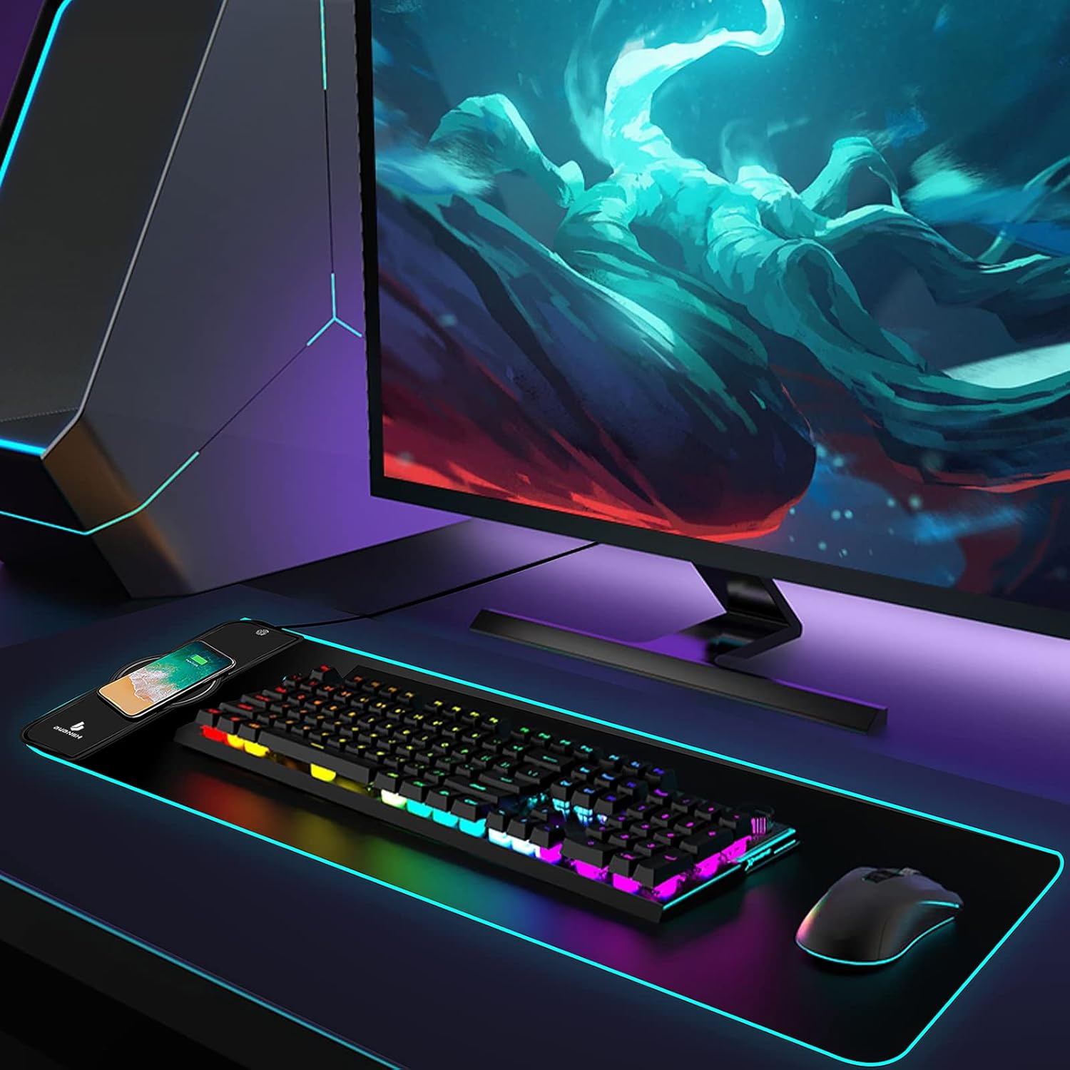 Gaming Mouse Pad,Wireless Mouse Pad Charging for PC Keyboard Gaming Home&Office,10 Lighting Modes,Support Mobile Phone Devices,Desk Accessories,31.5"X11.8"Black 5 71prrXqHB3L. AC SL1500 - northernschoolofshiatsu.co.uk