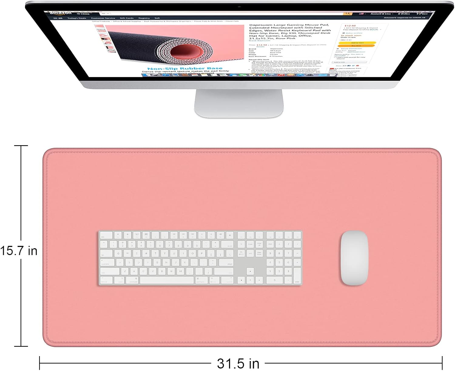 Dapesuom Large Mouse Pad, Extended Gaming Mouse Mat with Stitched Edges, Full Size Desk Mats with Non-Slip Base, Computer Big Desktop Keyboard Pad for Gamer, Laptop, Office, 23.6 x 11.8 in, Pink 28 71pt1NHt0bL. AC SL1500 - northernschoolofshiatsu.co.uk