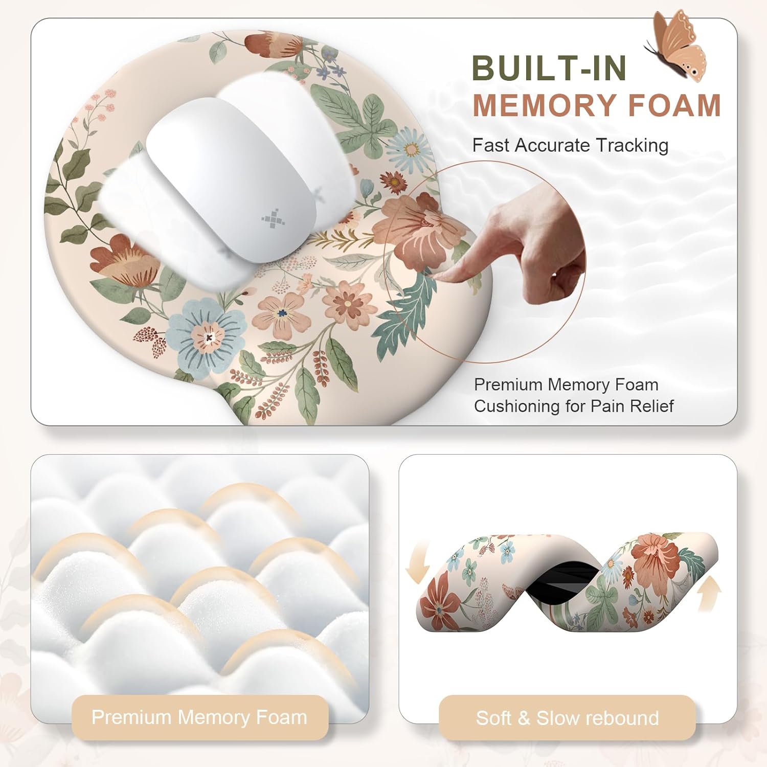 iLeadon Floral Mouse Pad Sets with Wrist Support,Cute Ergonomic Keyboard Mat for Desktop,Extra Large Big Desk Pad Mouse Mat+Cup Coaster with Non-Slip Base for Women Home Office 4 71pyc+aQ bL. AC SL1500 - northernschoolofshiatsu.co.uk