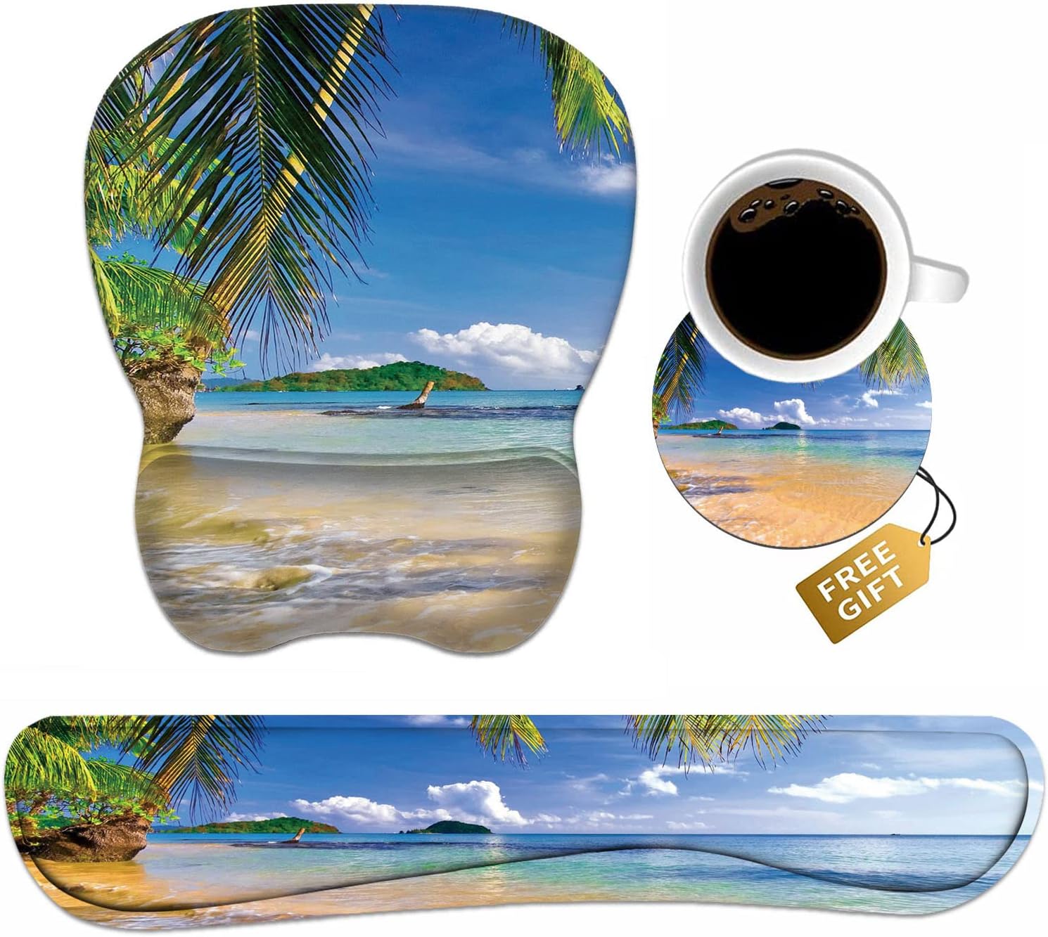 Ergonomic Mouse Pad Wrist Support and Keyboard Wrist Rest Set with Coasters, Non-Slip PU Base, Easy Typing & Pain Relief for Computer Laptop Home Office, Shore Palms Tropical Beach 1 71q5UhCgKDL. AC SL1500 - northernschoolofshiatsu.co.uk