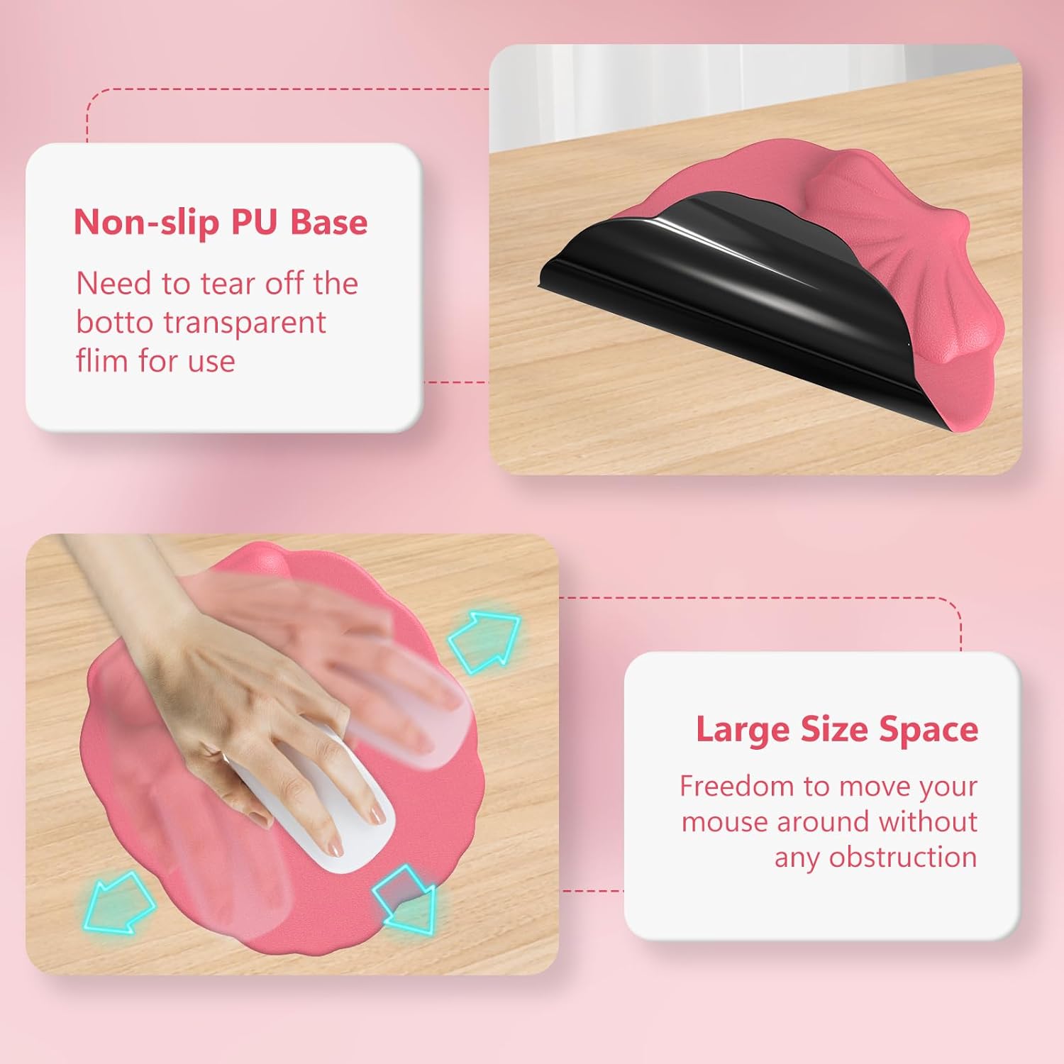 iCasso Ergonomic Mouse Pad with Wrist Support, Comfortable Keyboard Wrist Rest with Non-Slip Base, Easy Typing and Wrist Pain Relief pad for Computer, Laptop, Home&Office (3Rose Red) 3 71qriyI KrL. AC SL1500 - northernschoolofshiatsu.co.uk