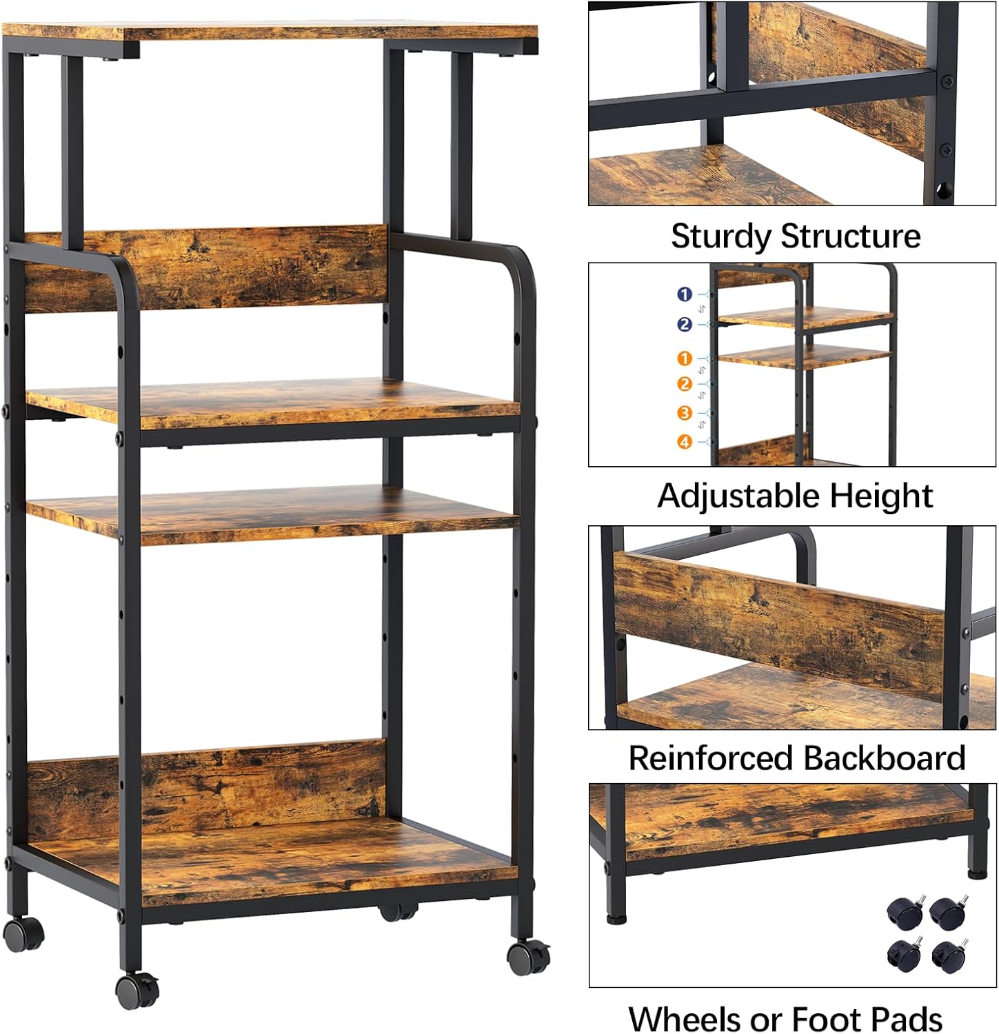 4 Tier Printer Stand with Storage Shelf, Large Tall Printer Cart with Wheels, Mobile Printer Table for Home Office, Adjustable Stands for Printer Heat Press Scanner Fax (Black), High 11 71qswu1I++L. AC SL1500 - northernschoolofshiatsu.co.uk