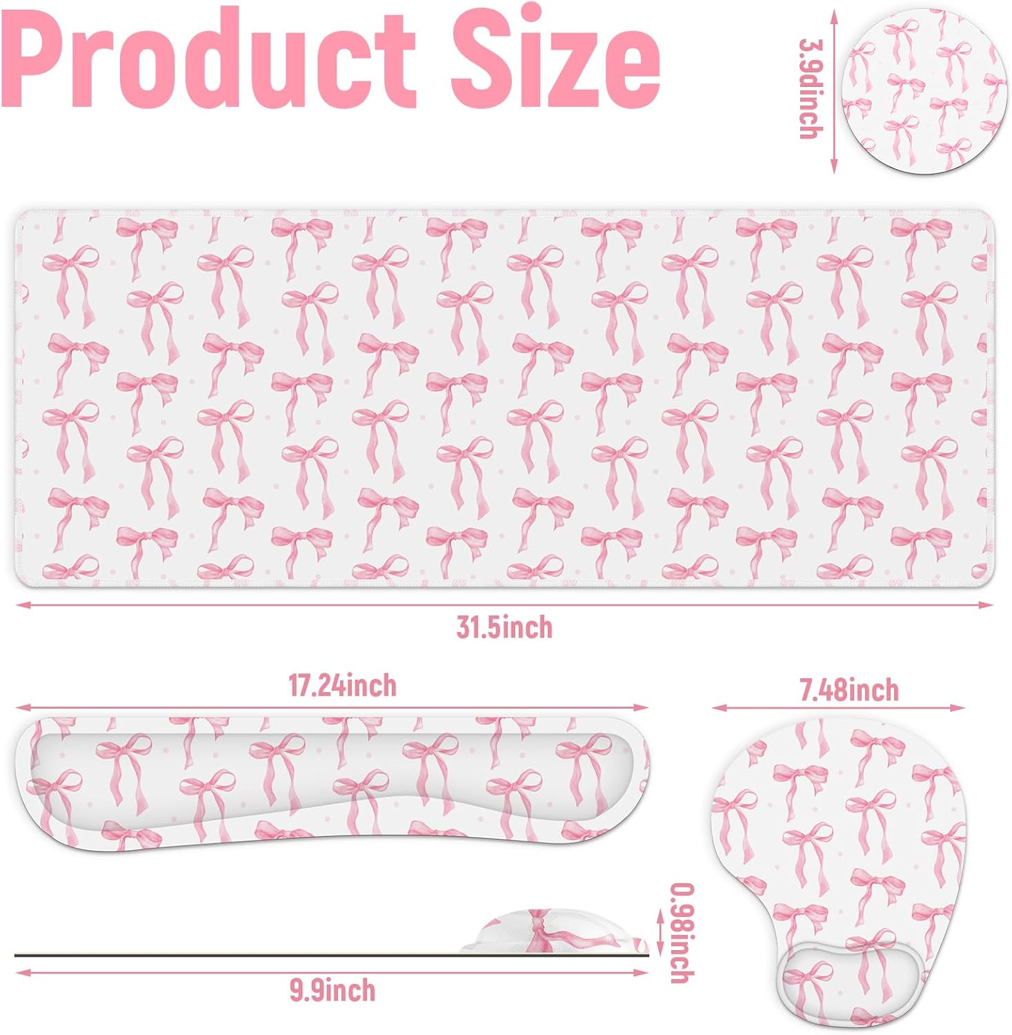 4 Pcs Pink Bow Mouse Pad Set Coquette Cute Desk Pad + Mouse Pad with Wrist Rest + Keyboard Wrist Rest + Coaster Ergonomic Design for Office Table Computer (Mixed Style) 2 71r1Bl8DUvL. AC SL1500 - northernschoolofshiatsu.co.uk