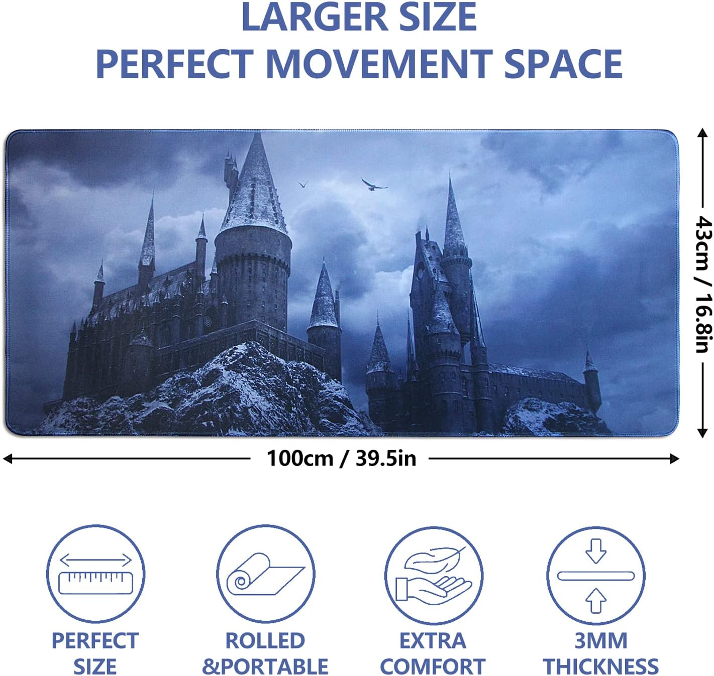 【3 Sizes】 Hog Warts Castle Mouse Pad Extended Gaming Mouse Pad Gifts Large Non-Slip Rubber Base Mousepad Waterproof Keyboard Mouse Mat Desk Pad for Work Game Office Home - 39.5" L*16.8" W 3 71r78+Qdb0L. AC SL1500 - northernschoolofshiatsu.co.uk
