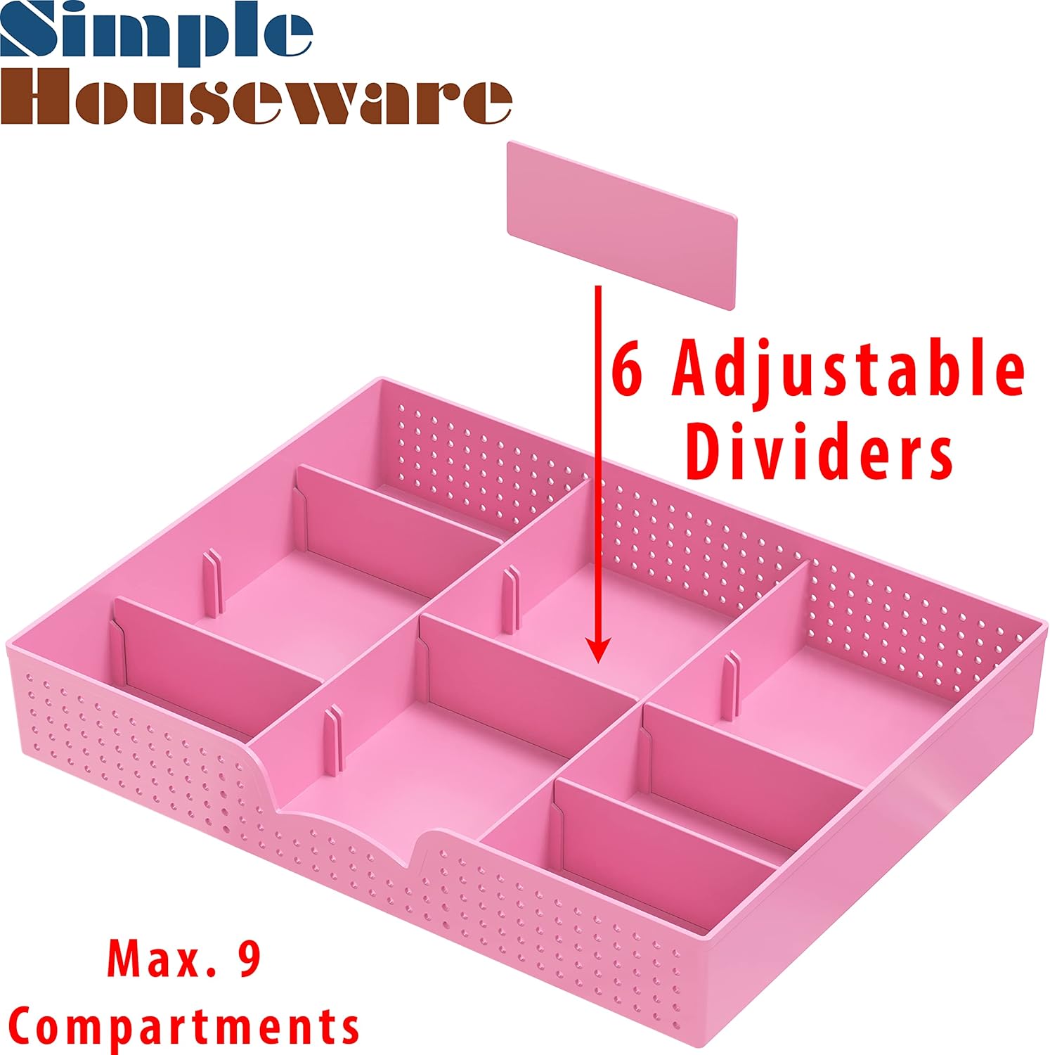 Simple Houseware Drawer Organizer Tray with 9 Adjustable Compartments, Black 18 - northernschoolofshiatsu.co.uk