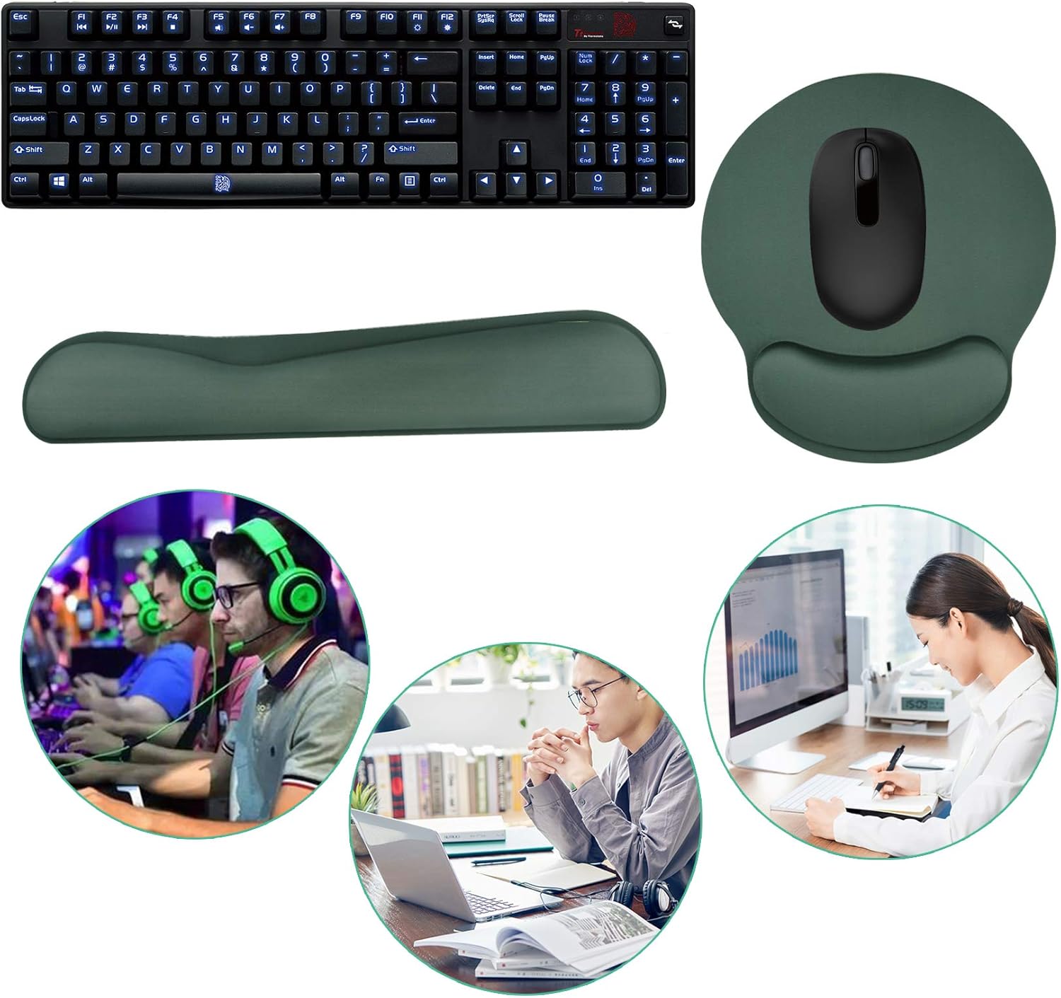 Keyboard Wrist Rest Pad Mouse Pad, Memory Foam, Rest Pads Sets for Comfortable Typing & Wrist Pain Relief, Anti-Slip Rubber Base (Green) 7 71rr3EX3cuL. AC SL1500 - northernschoolofshiatsu.co.uk