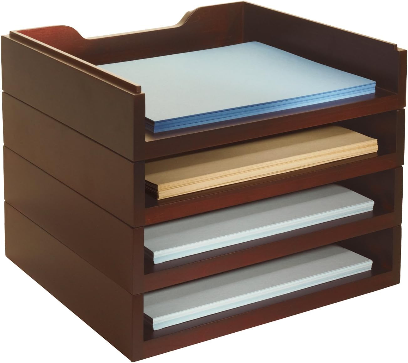 Bindertek Stacking Wood Desk Organizers with 4 Letter Tray Kit, Mahogany (WK6-MA) 1 71rvFL7HLCL. AC SL1410 - northernschoolofshiatsu.co.uk