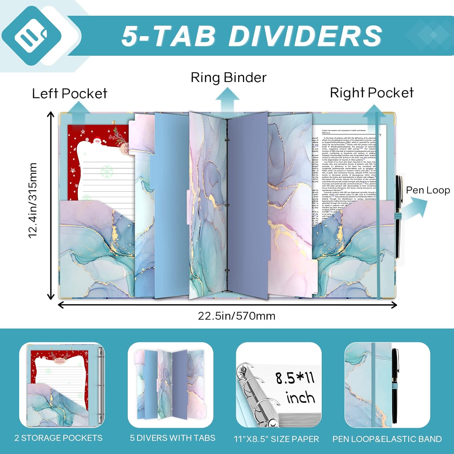 2 Inch 3 Ring Binders for Letter-Size 11" x 8.5" with 5-Tab Dividers and Low Profile Clipboards Three Ring Binder for School Class Office Supplies, Rose Floar 80 71rzivmcNuL. AC SL1500 - northernschoolofshiatsu.co.uk