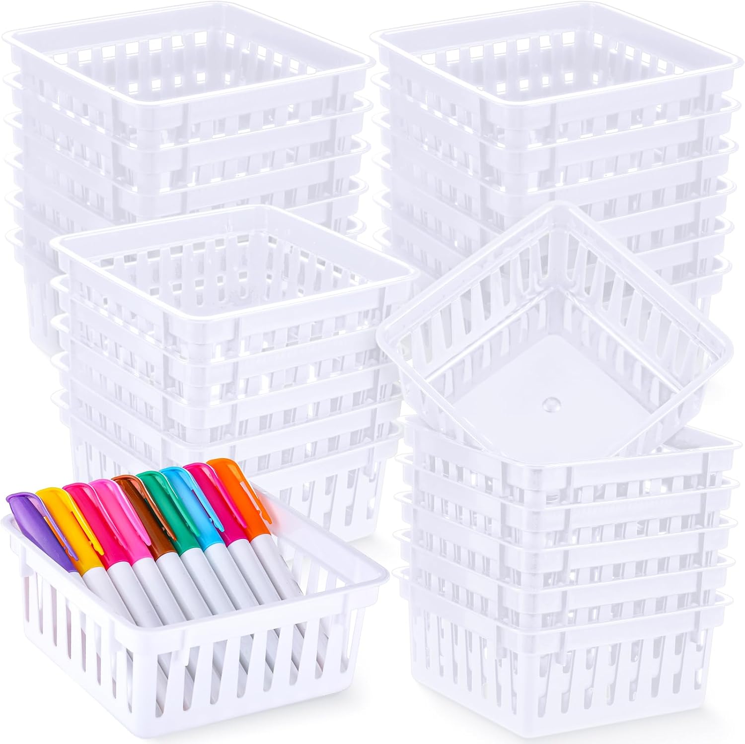 Tatuo 24 Pcs Classroom Storage Baskets Bulk Small Plastic Baskets for Organizing Crayon Pencil Containers Organizer Bins for Office Desk Drawer Home, 5.31 x 5.31 x 2.44 Inch(White) 1 71sKa3FIoeL. AC SL1500 - northernschoolofshiatsu.co.uk