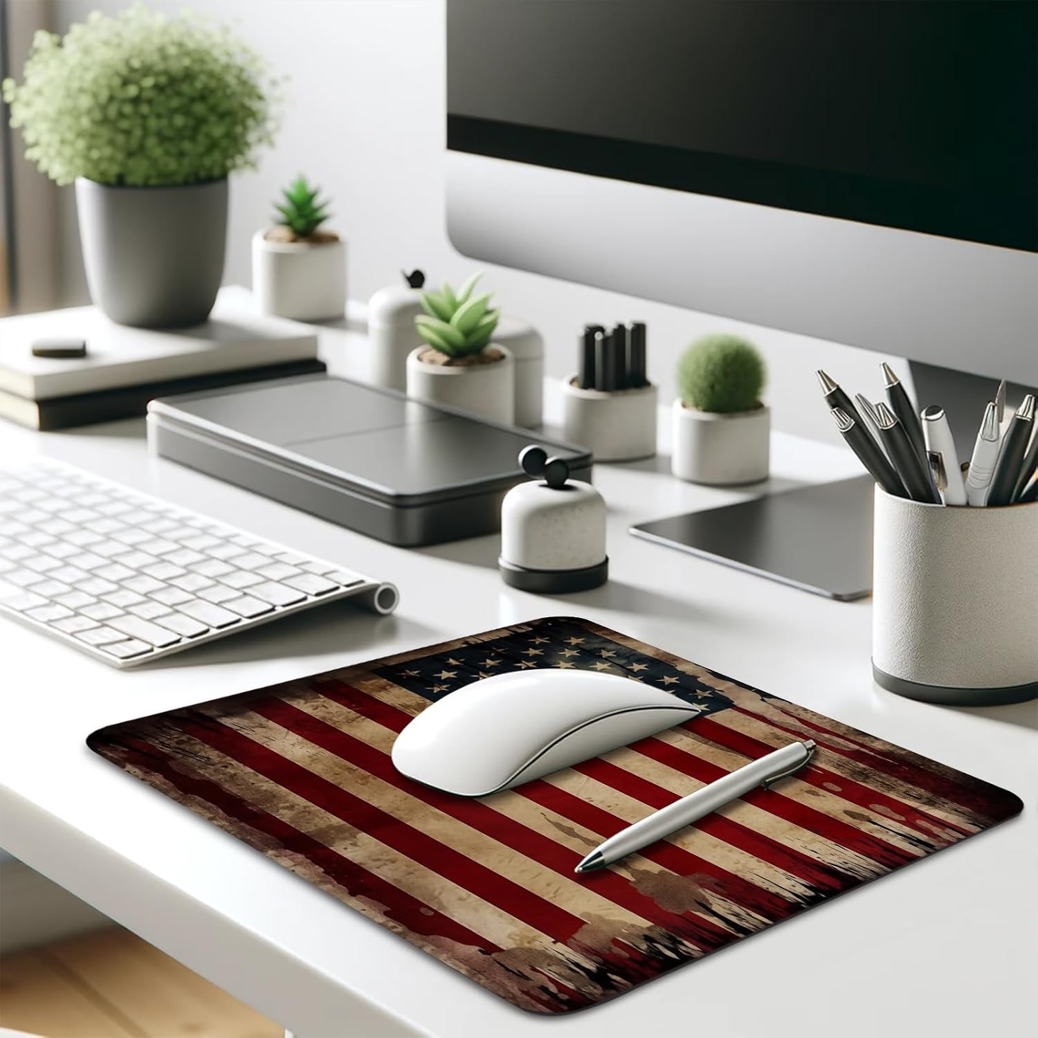 Vintage American Flag Mouse Pad - Patriotic Durability for Your Desk, Stitched Edges Non-Slip Rubber Base Mouse Pads for Computers Laptop 42 71sRjY84tyL. AC SL1500 - northernschoolofshiatsu.co.uk