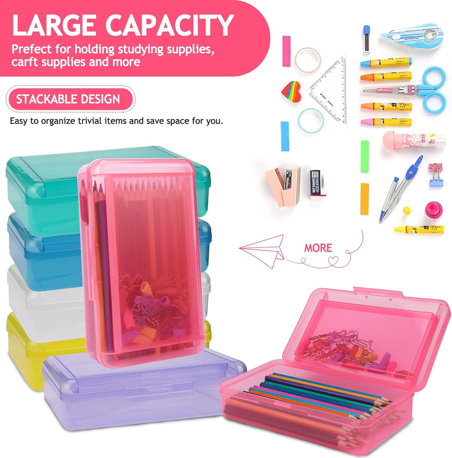 1 PCS Pencil Box,Double Layer Large Capacity Pencil Box,Hard Pen Case with Snap-tight Lid, Plastic Pencils Case for Office School Supplies Pen Boxes,Storage Organizer for Gel Pens Erasers-Purple 13 71sUYk2GH8L. AC SL1500 - northernschoolofshiatsu.co.uk