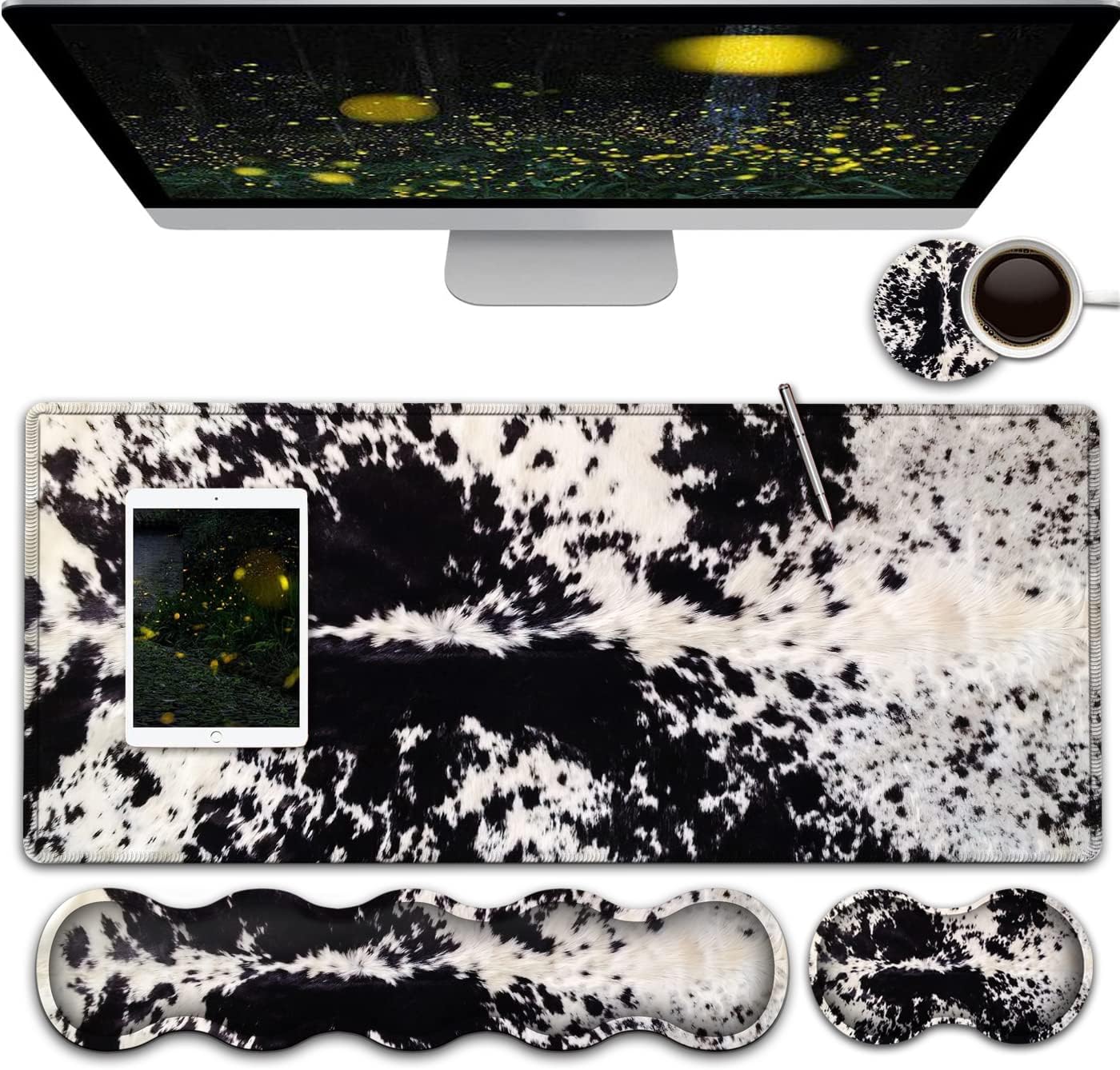 Gaming Mouse Pad and Keyboard Wrist Rest, Large Extended Mouse Pad 31.5X 11.8,Ergonomic Memory Foam Wrist Rest Support+Desk Mat Protector,for Office/Home Writing Pad, Black & White Cow Hair Mousepad 1 71siXXzctXL. AC SL1400 - northernschoolofshiatsu.co.uk