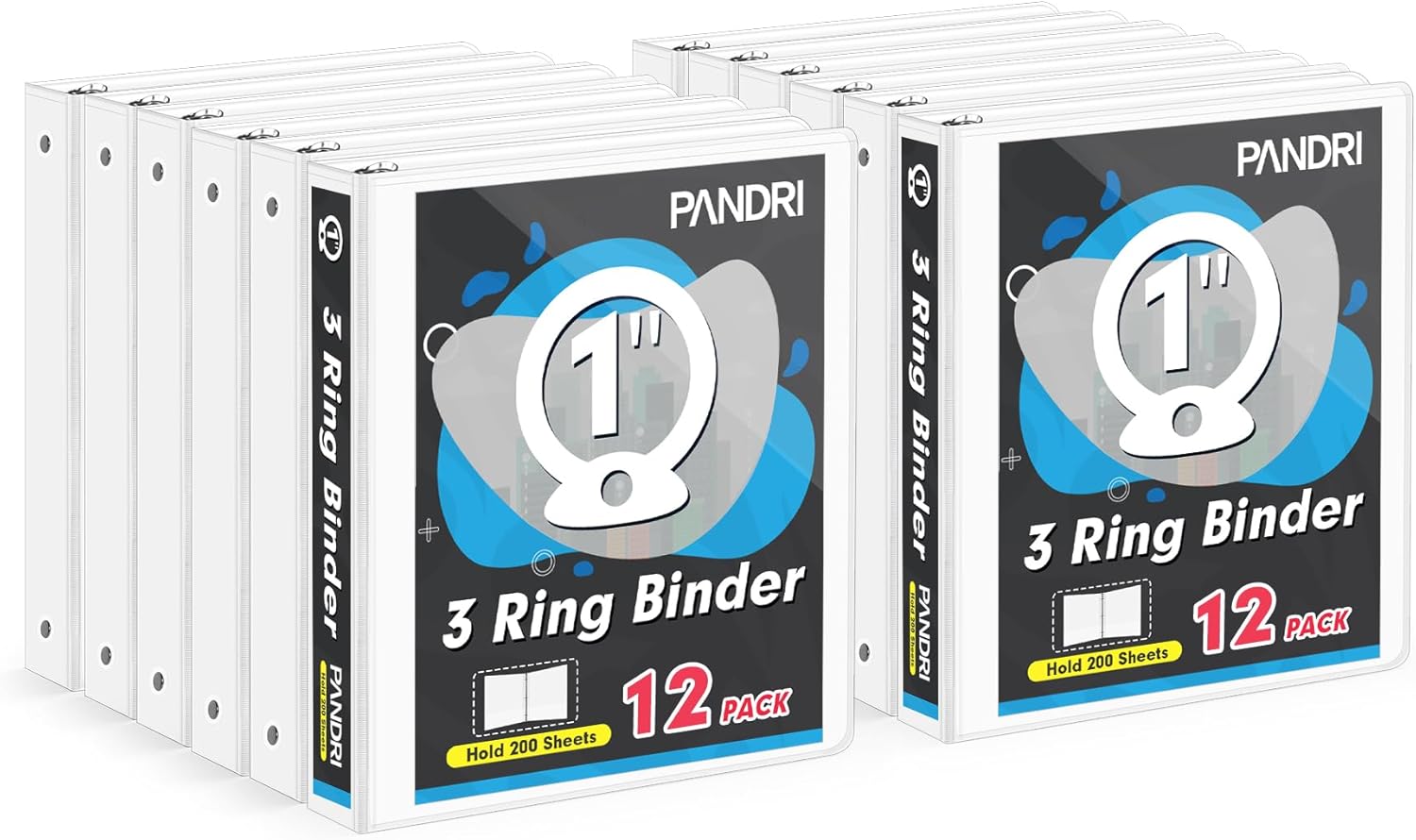 3 Ring Binder 1 Inch, PANDRI 12 Pack 1-Inch Binder Fits Letter Size 8.5'' x 11'' Paper, Versatile Binders for Office Home School, 2 Pockets, White 1 71snkLE aEL. AC SL1500 - northernschoolofshiatsu.co.uk