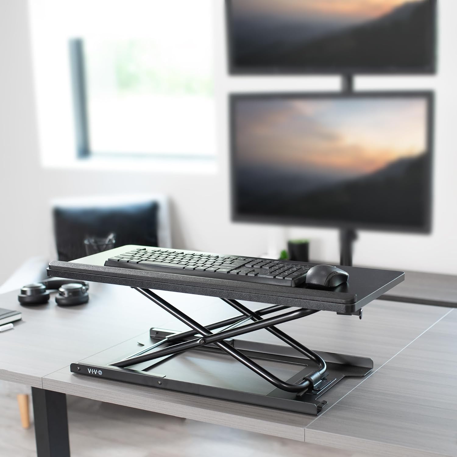 VIVO Black Single Top 27 inch Heavy-Duty Scissors Lift Keyboard and Mouse Riser, Designed for Ergonomic Sit Stand Workstations, DESK-V000P 2 71sv5YpmZAL. AC SL1500 - northernschoolofshiatsu.co.uk