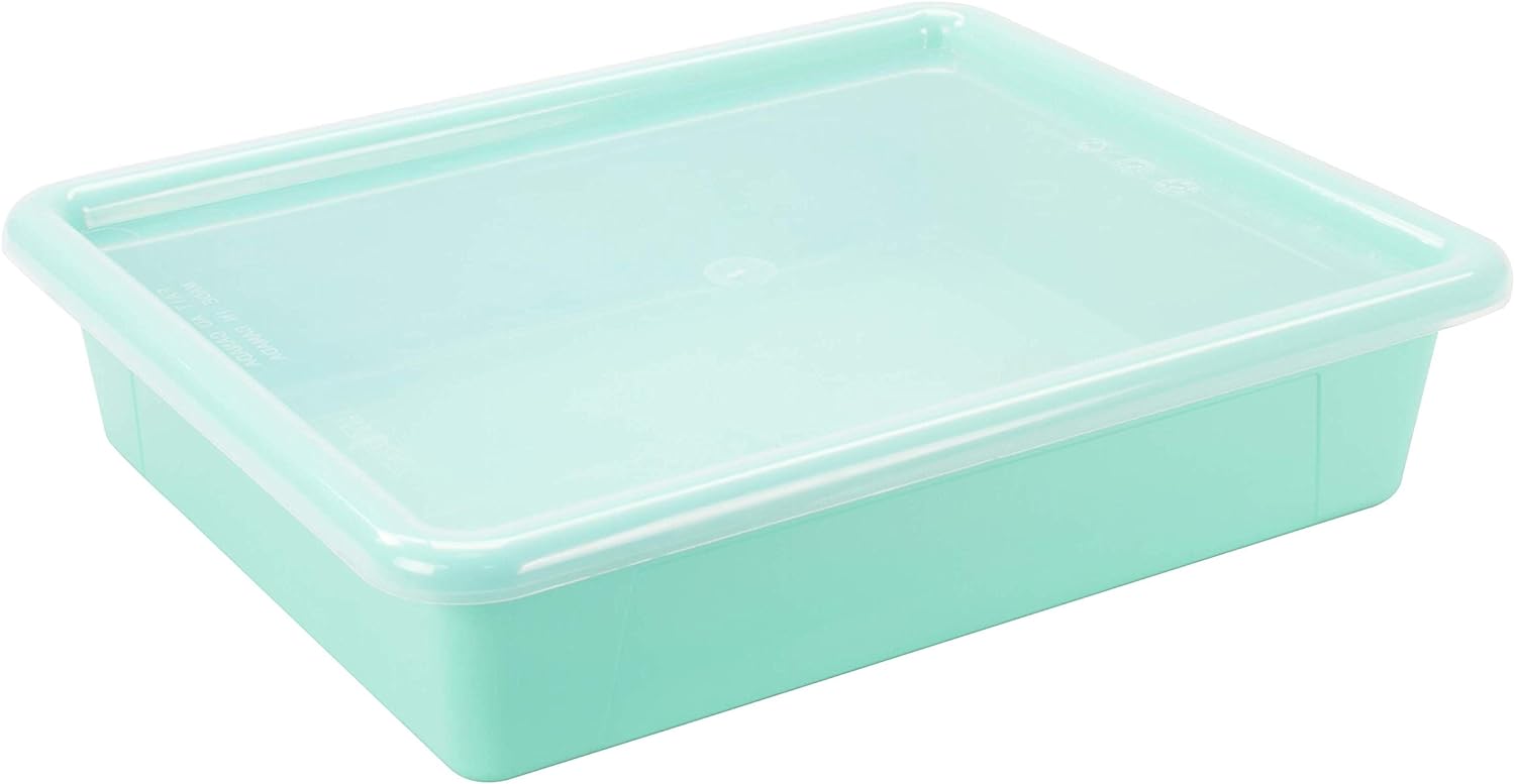 Storex Letter Size Flat Storage Tray – Organizer Bin with Non-Snap Lid for Classroom, Office and Home, Teal, 5-Pack (62541U05C) 3 - northernschoolofshiatsu.co.uk