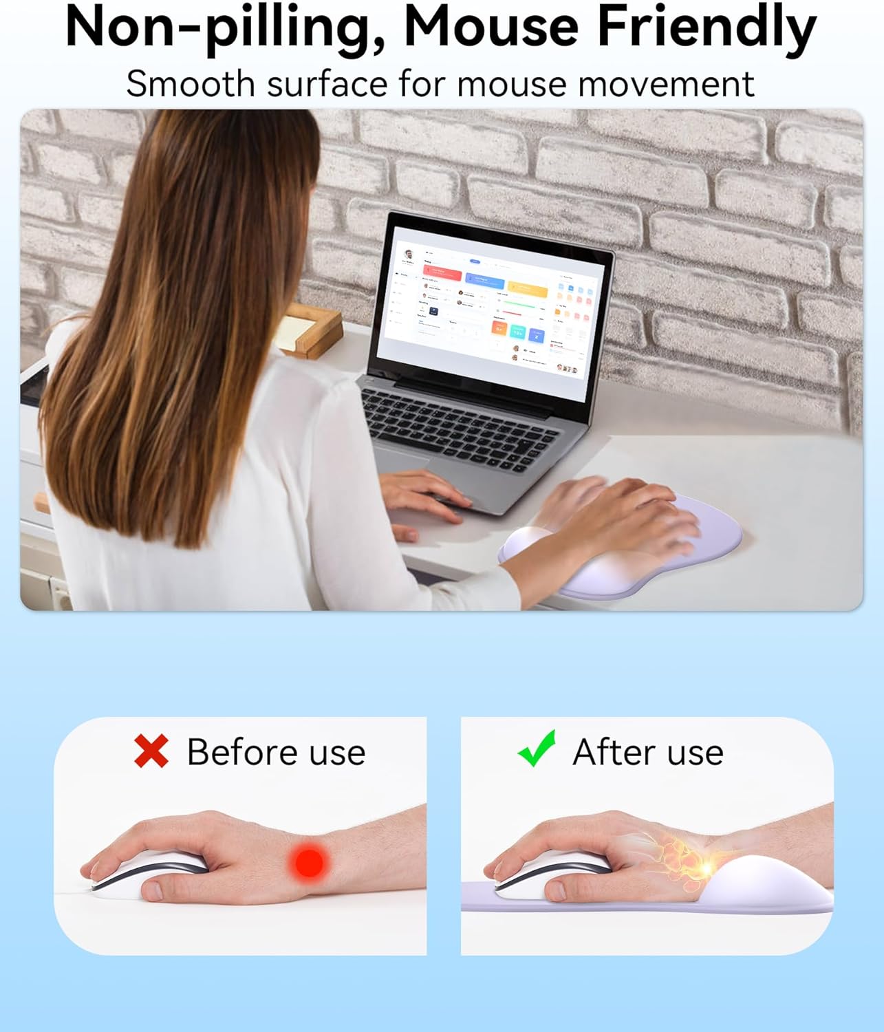 eulps Mouse Pad with Gel Wrist Rest, Ergonomic Comfortable Computer Wrist Support for Laptop, Pain Relief Mousepad with Non-Slip PU Base for Office & Home (Purple) 3 71tIvZ3z+tL. AC SL1500 - northernschoolofshiatsu.co.uk