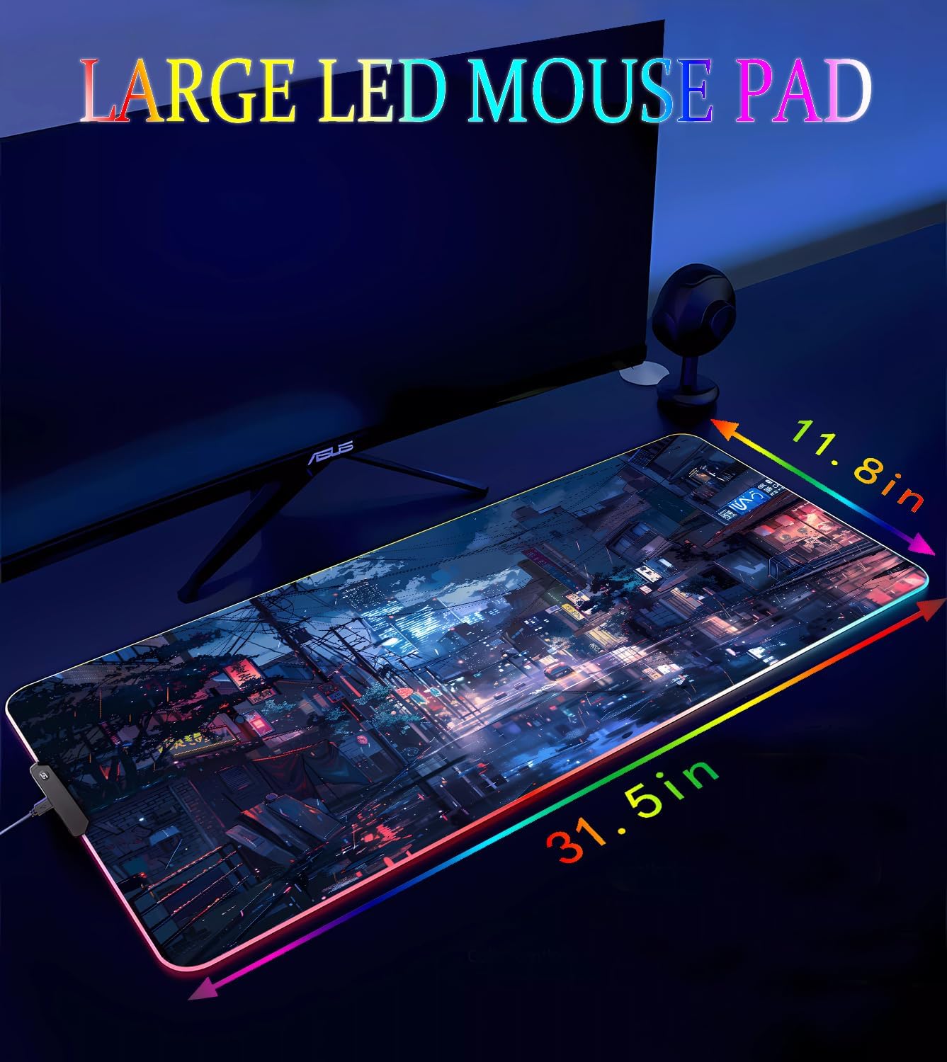 RGB Gaming Mouse Pad, Large Mousepad with Led Light, Gaming Accessories Keyboard Pad for Desk, Non-Slip Rubber Base Big Mouse Mat for Gamer, 31.5 X 11.8 Inch, Japanese Streets 4 71tKk+JVfdL. AC SL1500 - northernschoolofshiatsu.co.uk