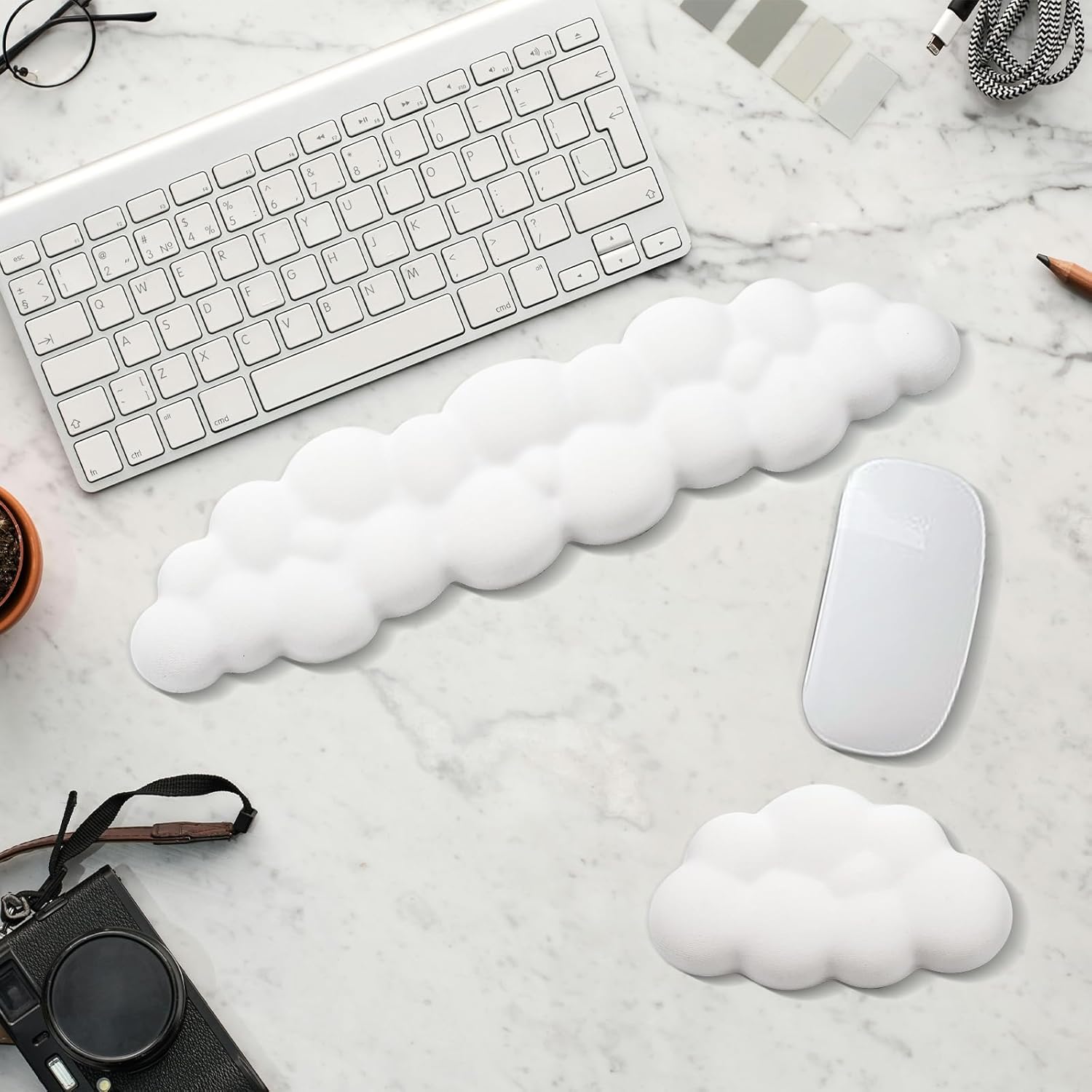 2 PCS Keyboard Cloud Wrist Rest, Memory Foam Keyboard Palm Rest with Non-Slip Base Ergonomic Keyboard Wrist for Pain Relief, Soft Wrist Rest for Office, Computer, Laptop, Gaming Office (White) 1 - northernschoolofshiatsu.co.uk