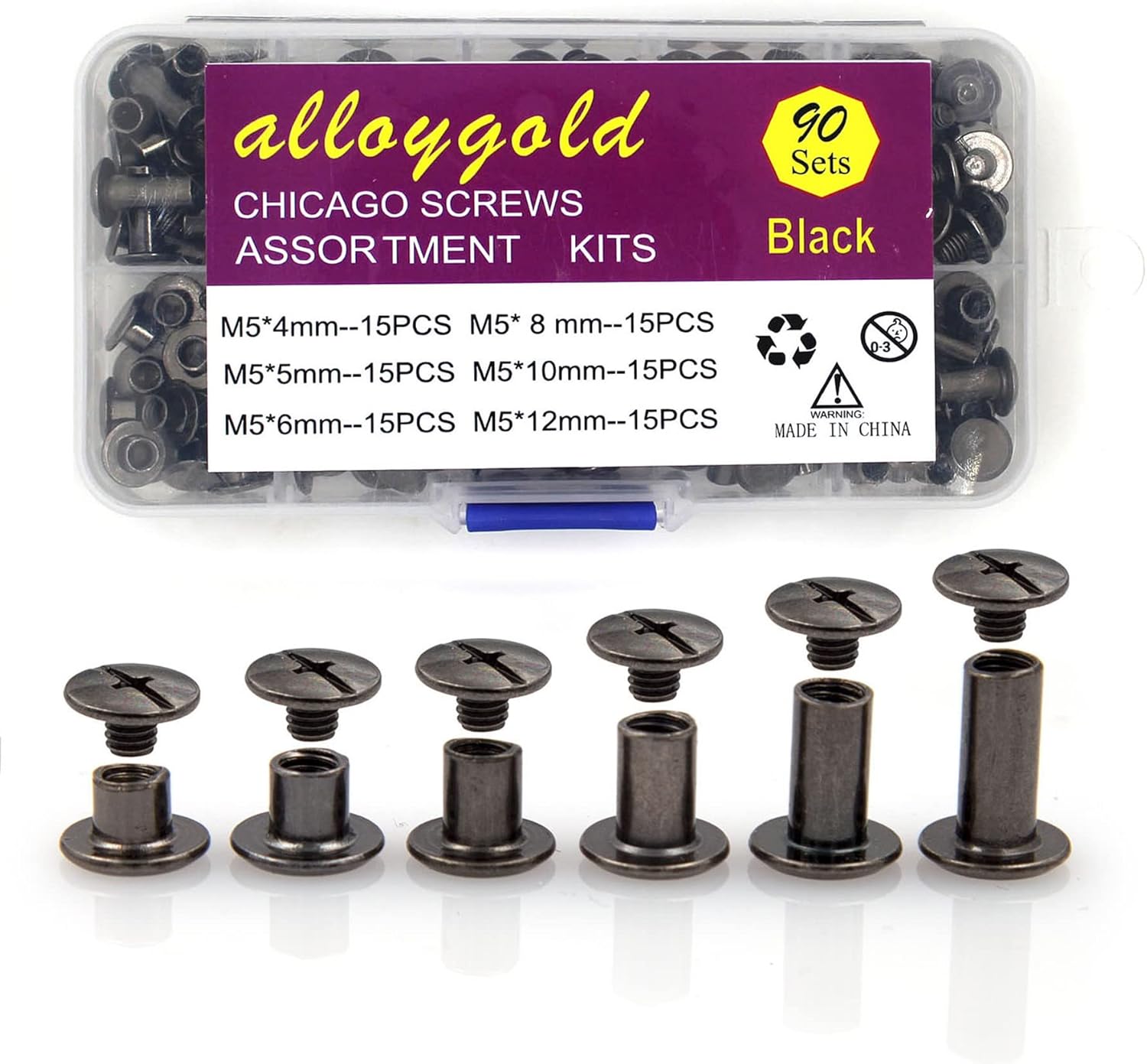 100 Pcs (50 Pair) Gun Black Phillips Chicago Binding Screws Assorted Kits,6 Sizes of Flat Head Rivet Hollow Binding Screws Posts, for Leather Saddles Purses Belt Repair(M5x5/10/15/25/35/45) 56 - northernschoolofshiatsu.co.uk