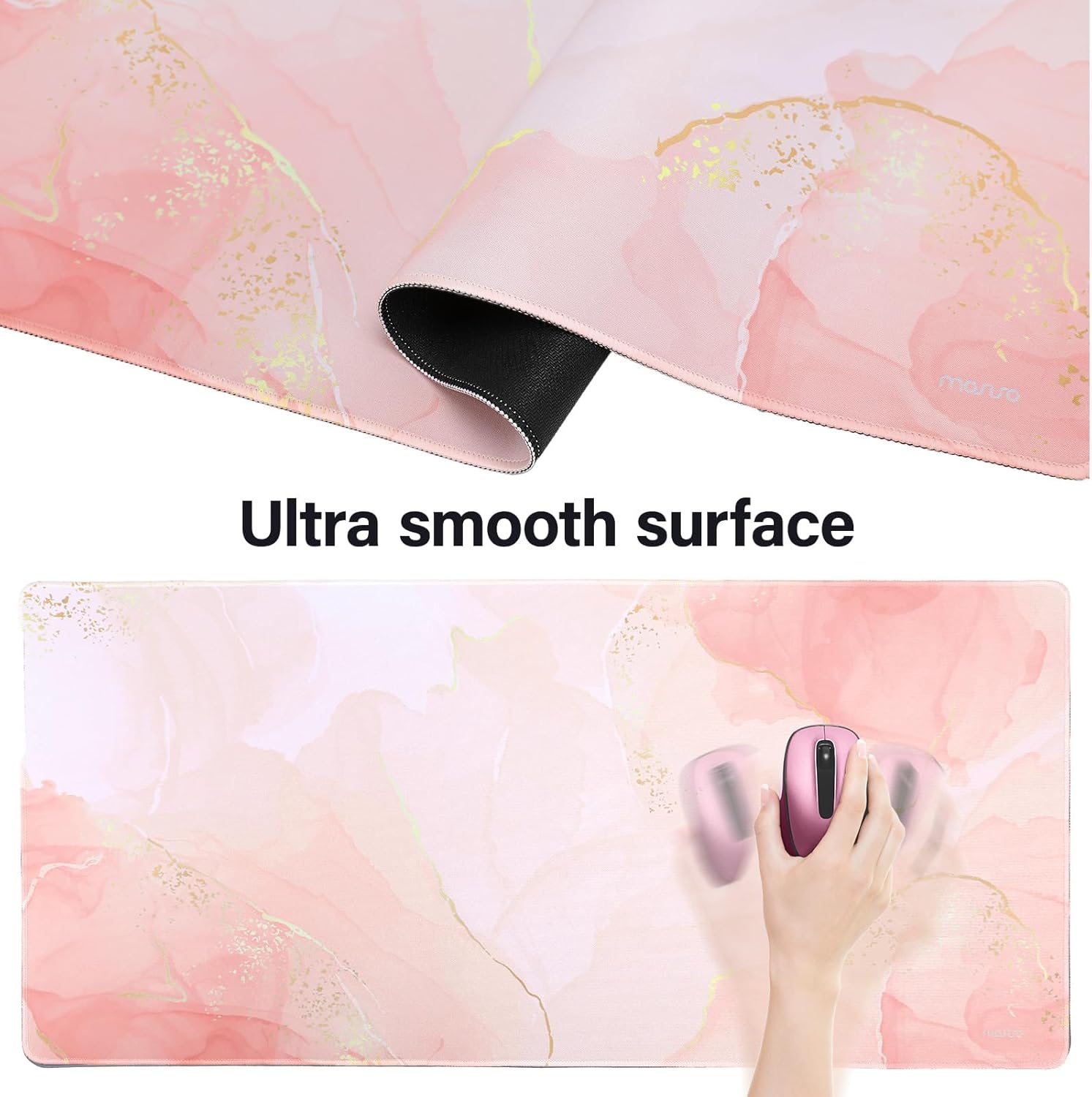MOSISO Keyboard Mouse Pad Set, Large Gaming Mousepad&Keyboard Wrist Rest&Mouse Pad with Wrist Rest&Coaster, Ergonomic Non-Slip Mousepad with Raised Memory Foam for Home Office, Pink Quicksand Marble 3 - northernschoolofshiatsu.co.uk