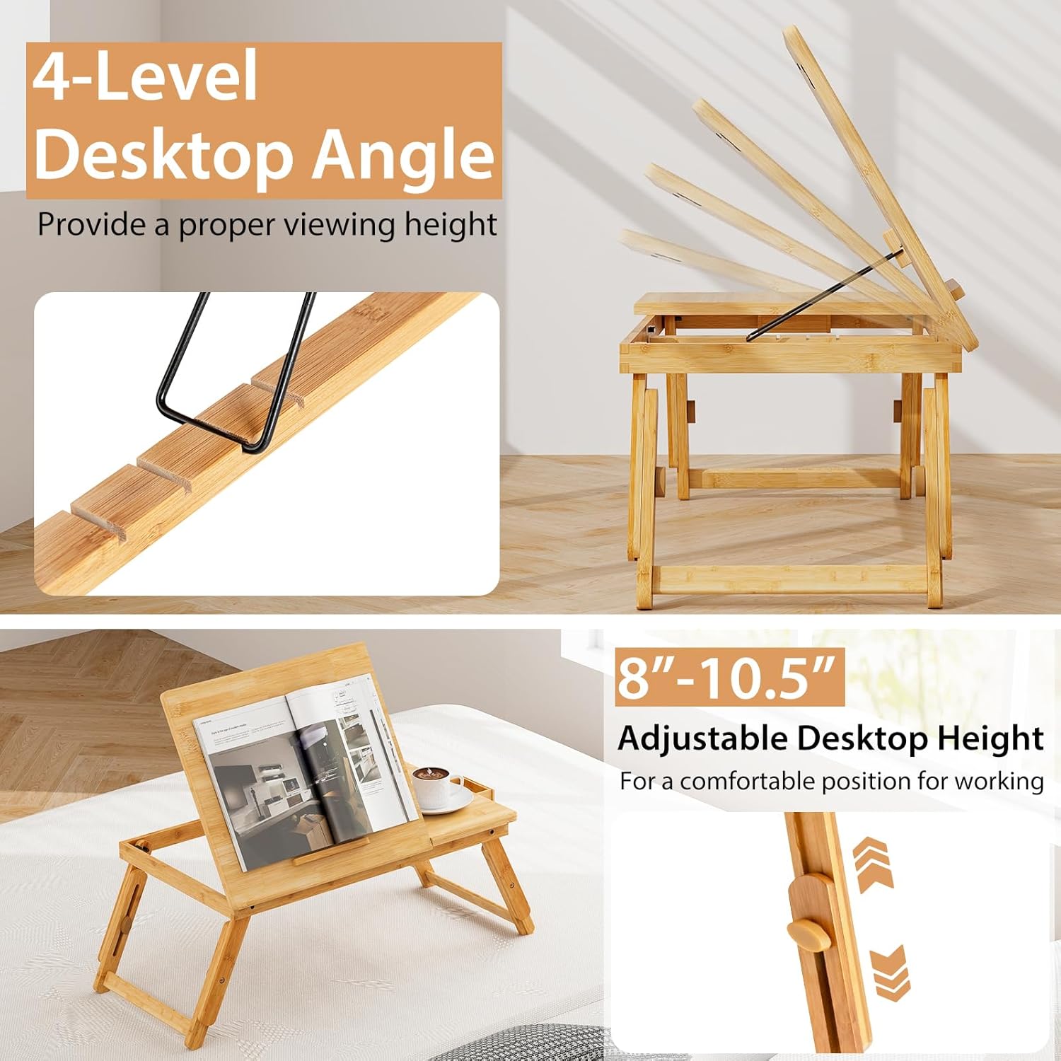 Giantex Bamboo Laptop Desk for Bed, Adjustable Serving Tray Breakfast Table with Tilting Desktop, Folding Lap Tray with Removable Stopper, Cooling Holes & Small Side Drawer (Natural), GT67948-HWCF 4 71u0TsJNNML. AC SL1500 - northernschoolofshiatsu.co.uk