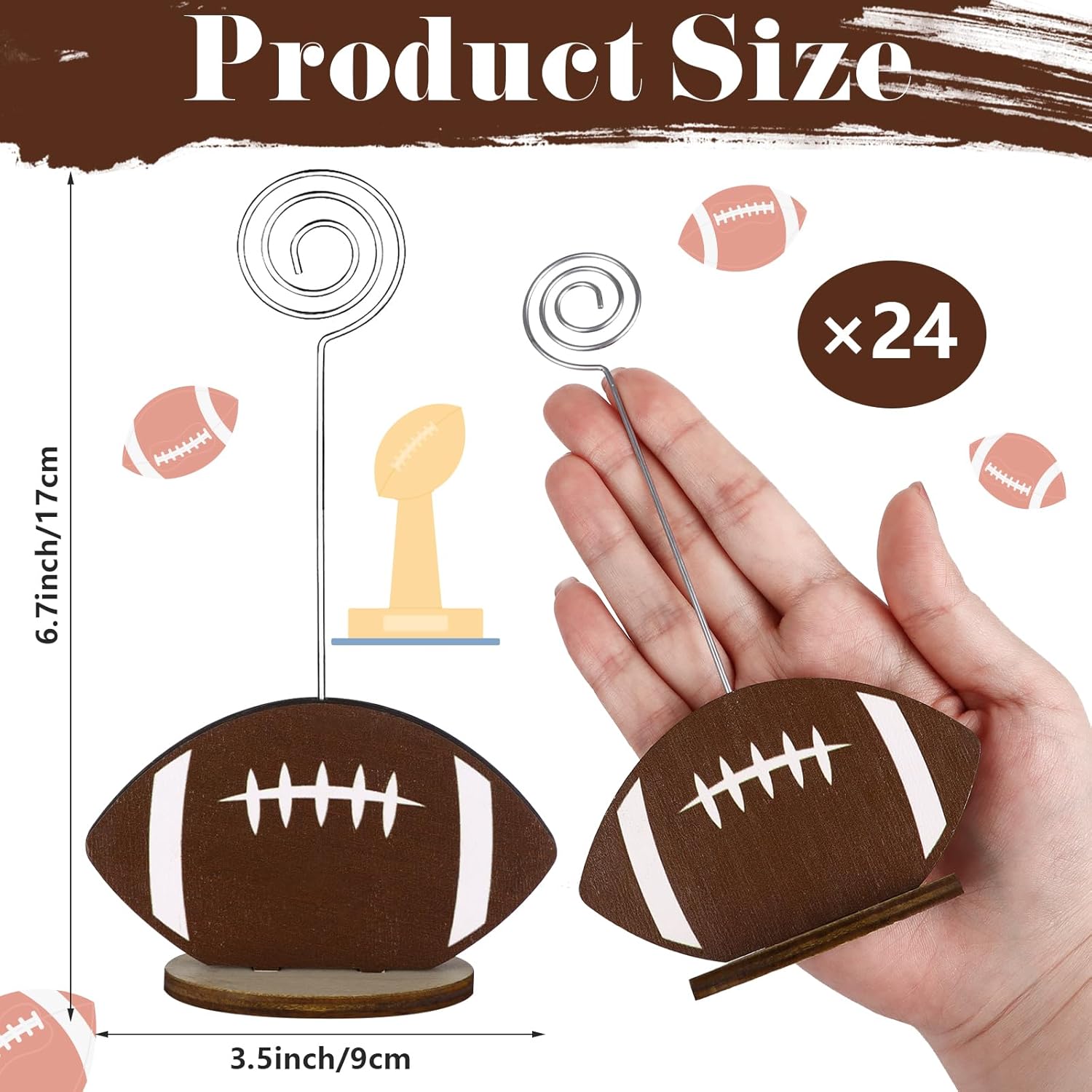 24 Pcs Football Base Memo Clip Holder Stand Sports Ball Table Number Holder Wooden Place Card Holder Note Paper Clip Photo Display Tabletop Memo Note Stand Card Holders for Office Party 2 - northernschoolofshiatsu.co.uk