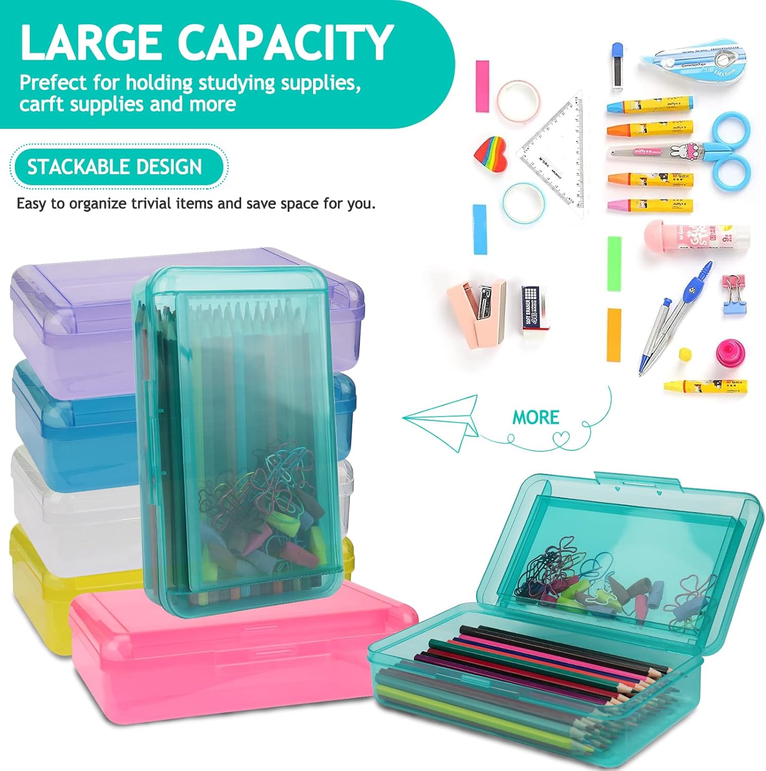 1 PCS Pencil Box,Double Layer Large Capacity Pencil Box,Hard Pen Case with Snap-tight Lid, Plastic Pencils Case for Office School Supplies Pen Boxes,Storage Organizer for Gel Pens Erasers-Purple 20 71uETjdkzML. AC SL1500 - northernschoolofshiatsu.co.uk