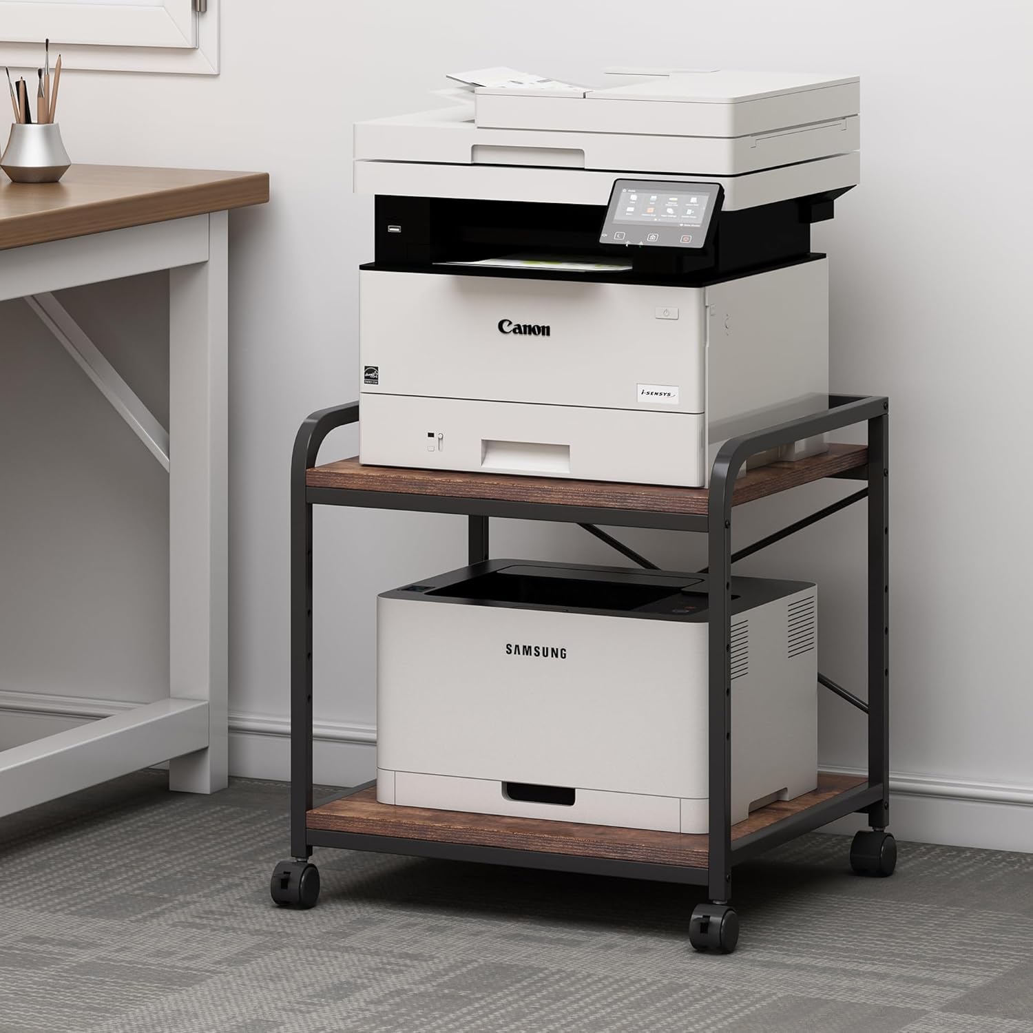 2 Tier Under Desk Printer Stand with Storage, 20 Inches Deep Large Printer Table with Height Adjustable Shelf, Rolling Printer Cart with Wheels for Home Office - Black 19 71uMji1LmlL. AC SL1500 - northernschoolofshiatsu.co.uk