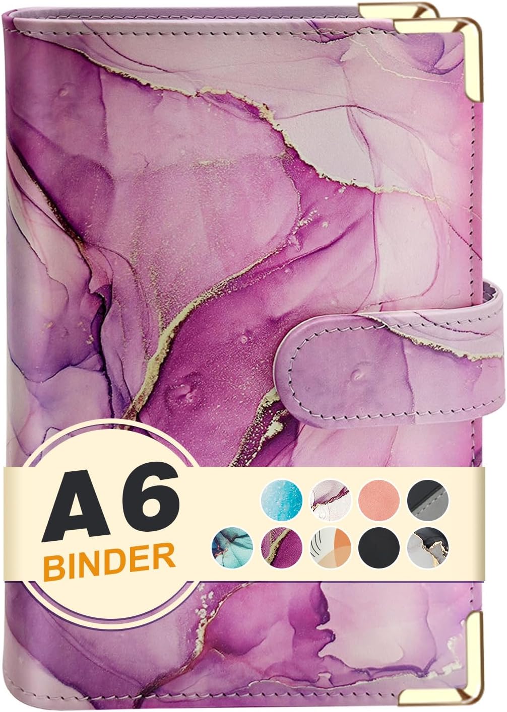 A5 Refillable 6 Ring Faux Leather Budget Binder,Mini Notebook Binder Cover for A5 Filler Paper,Loose Leaf Personal Planner Cover with Magnetic Buckle Closure(Marble Purple) 115 - northernschoolofshiatsu.co.uk