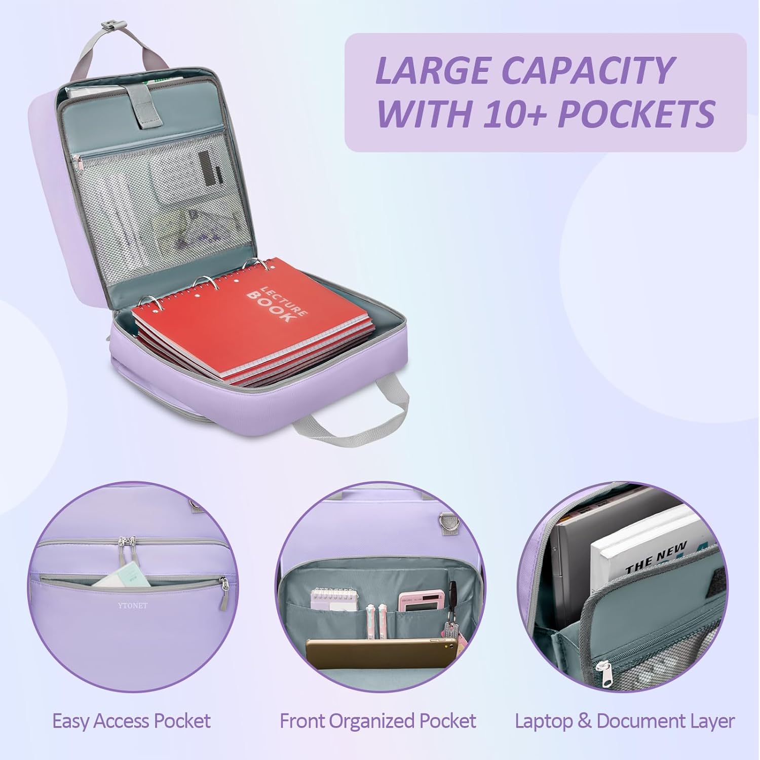 Ytonet Zipper Binder with Shoulder Strap, 3 Inch 3 Ring Binder with Zipper, 600 Sheets Large Capacity Waterproof School Binders Organizer for Girls Students Fit 15.6 Inch Laptop, Purple 21 71ulDKtmqdL. AC SL1500 - northernschoolofshiatsu.co.uk