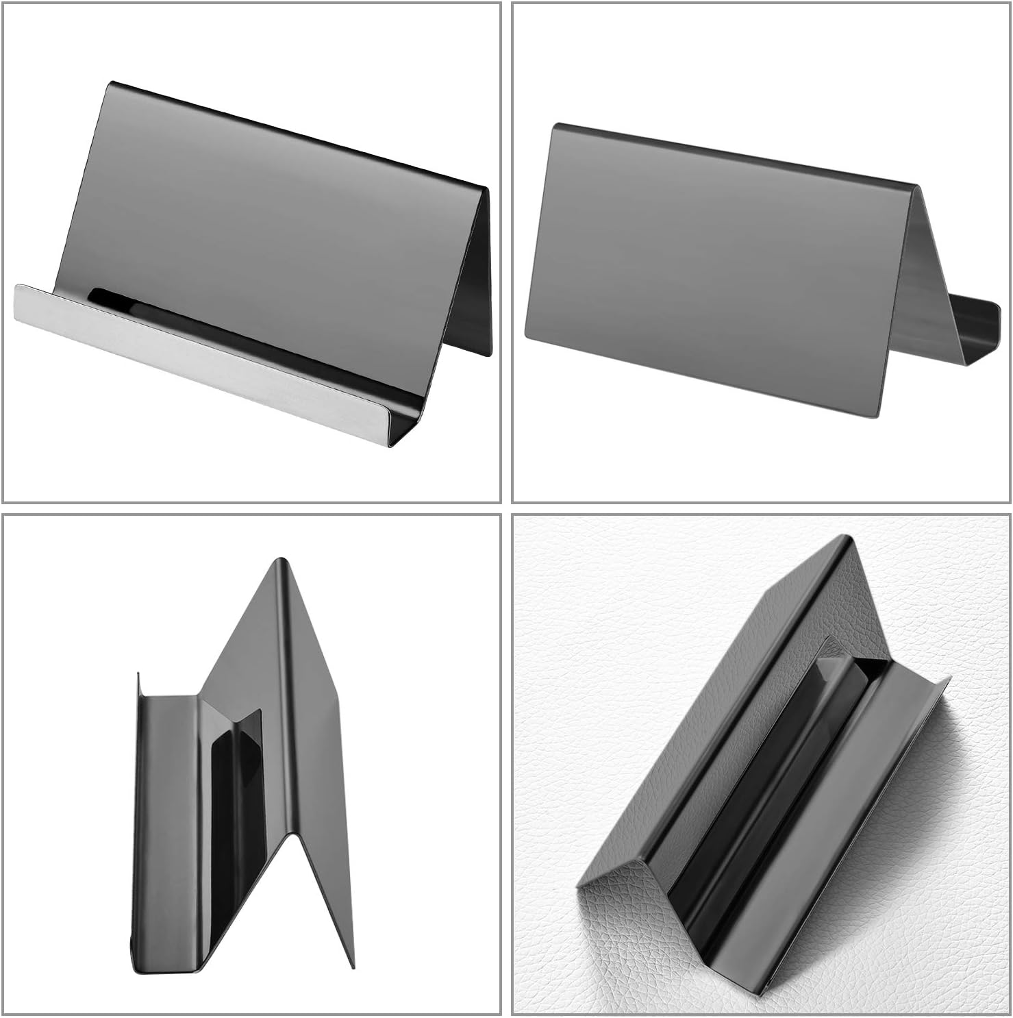 Maxdot 2 Pack Stainless Steel Business Cards Holders Desktop Credit Name Card Display Organizer for Business Mental Name Case Rack for Office Home Daily Use(Black) 4 - northernschoolofshiatsu.co.uk