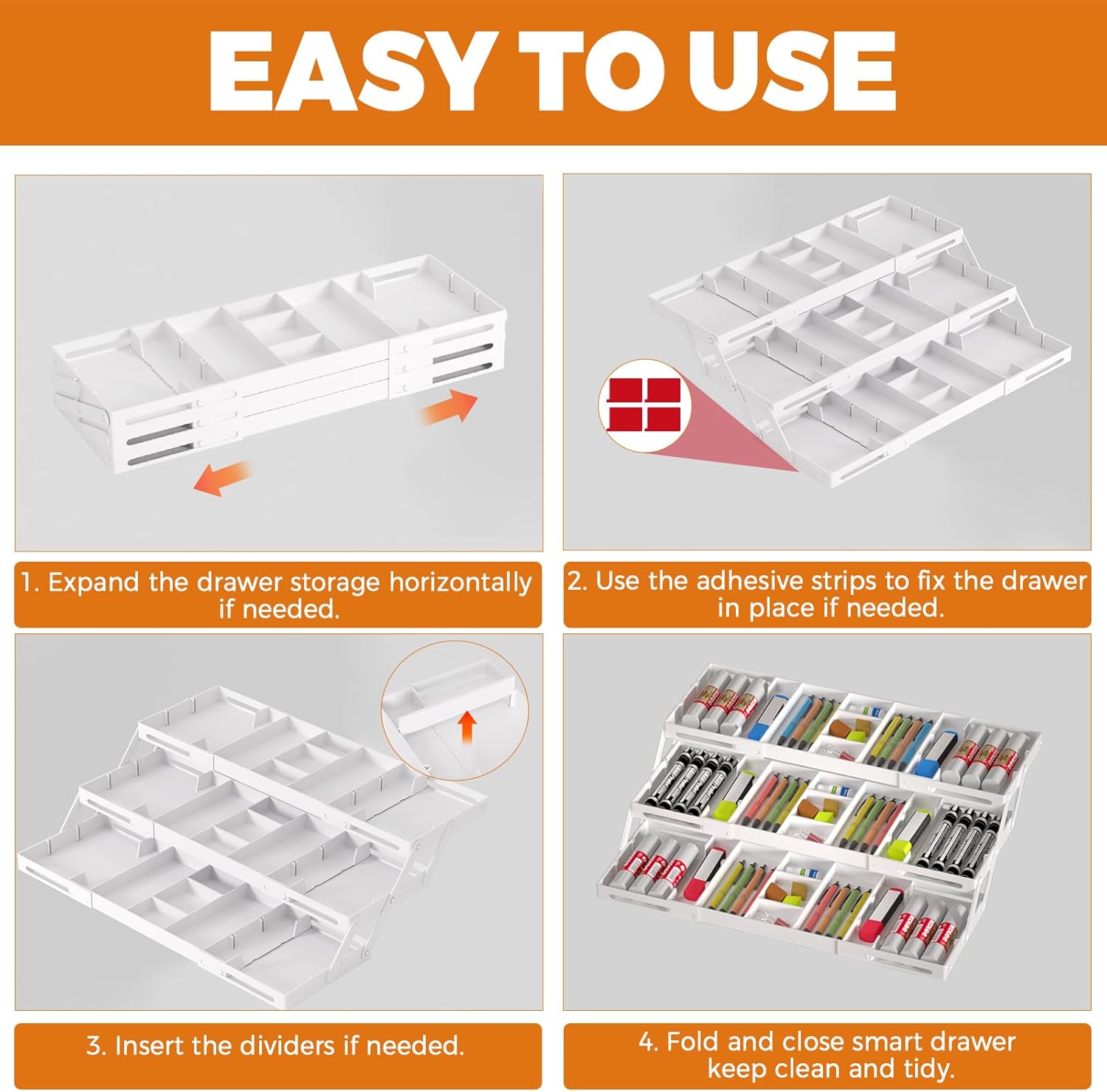 3 Tier Drawer Organizer - Expandable Junk Drawer Organizer Smart Office Supply Organizer, Folding Drawer Storage Multi-level Desk Organizer for Makeup,Jewelry,Cosmetics,Kitchen Storage (1 Row 3 Tier) 27 - northernschoolofshiatsu.co.uk