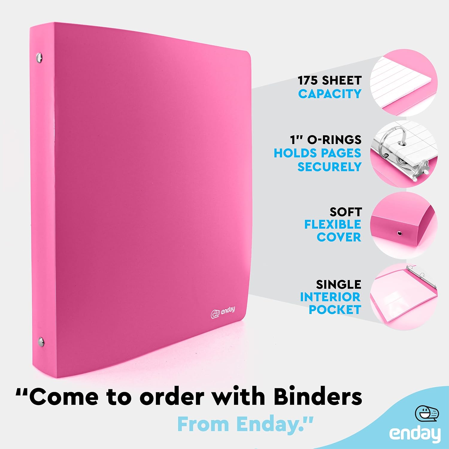 1 Inch Binders 3 Ring, 1” Soft Plastic Flexible Cover Round Ring with a Pocket Binder, Holds 175 Sheets, Binders for Home and School Supplies in Purple, Red, Pink and Grey (Pack of 4) – by Enday 3 71uzXsrYH2L. AC SL1500 - northernschoolofshiatsu.co.uk